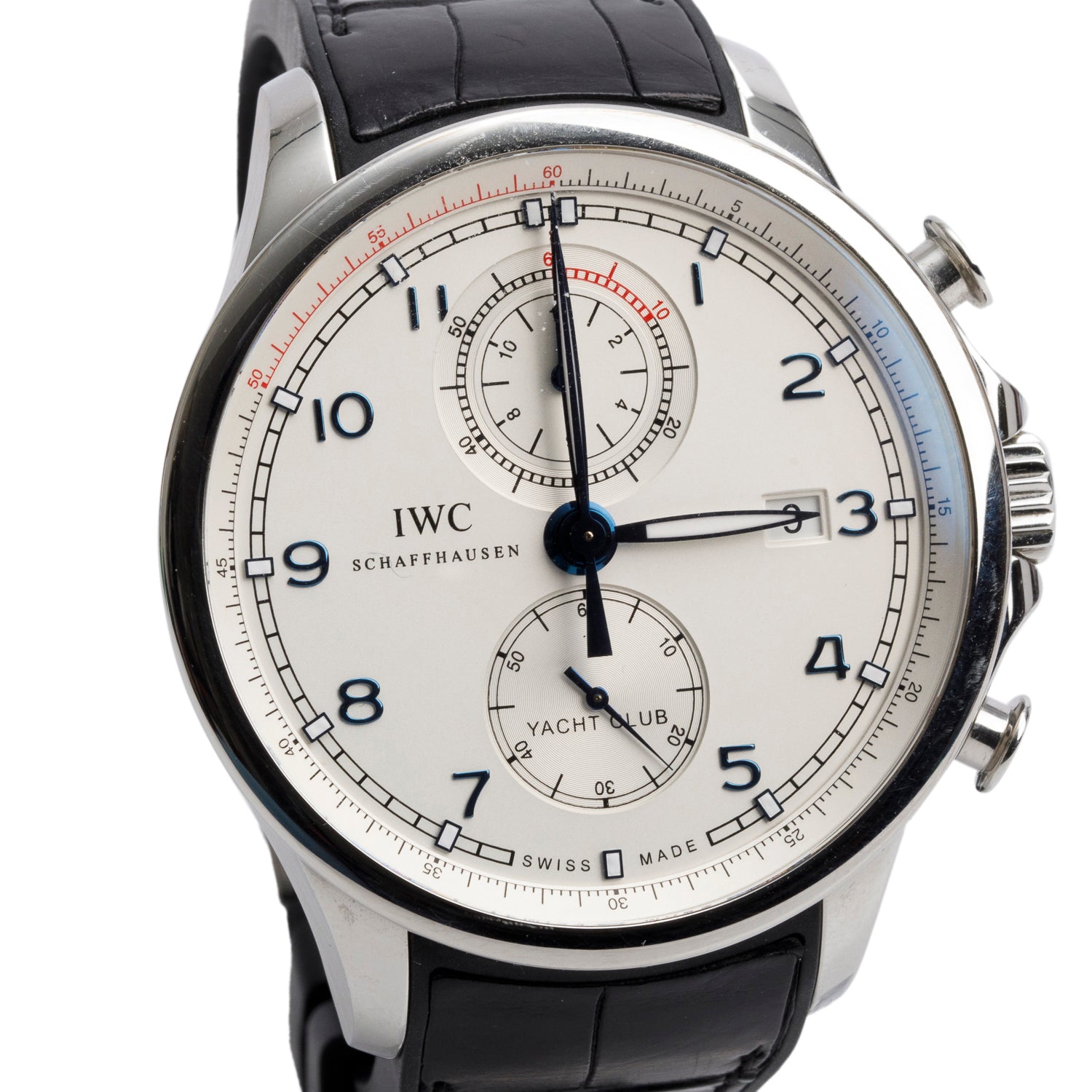 IWC Limited Edition Stainless Steel Portuguese Yacht Club 45.5 MM Automatic Chronograph Watch Silver Dial IW390216 w/ Box & Papers