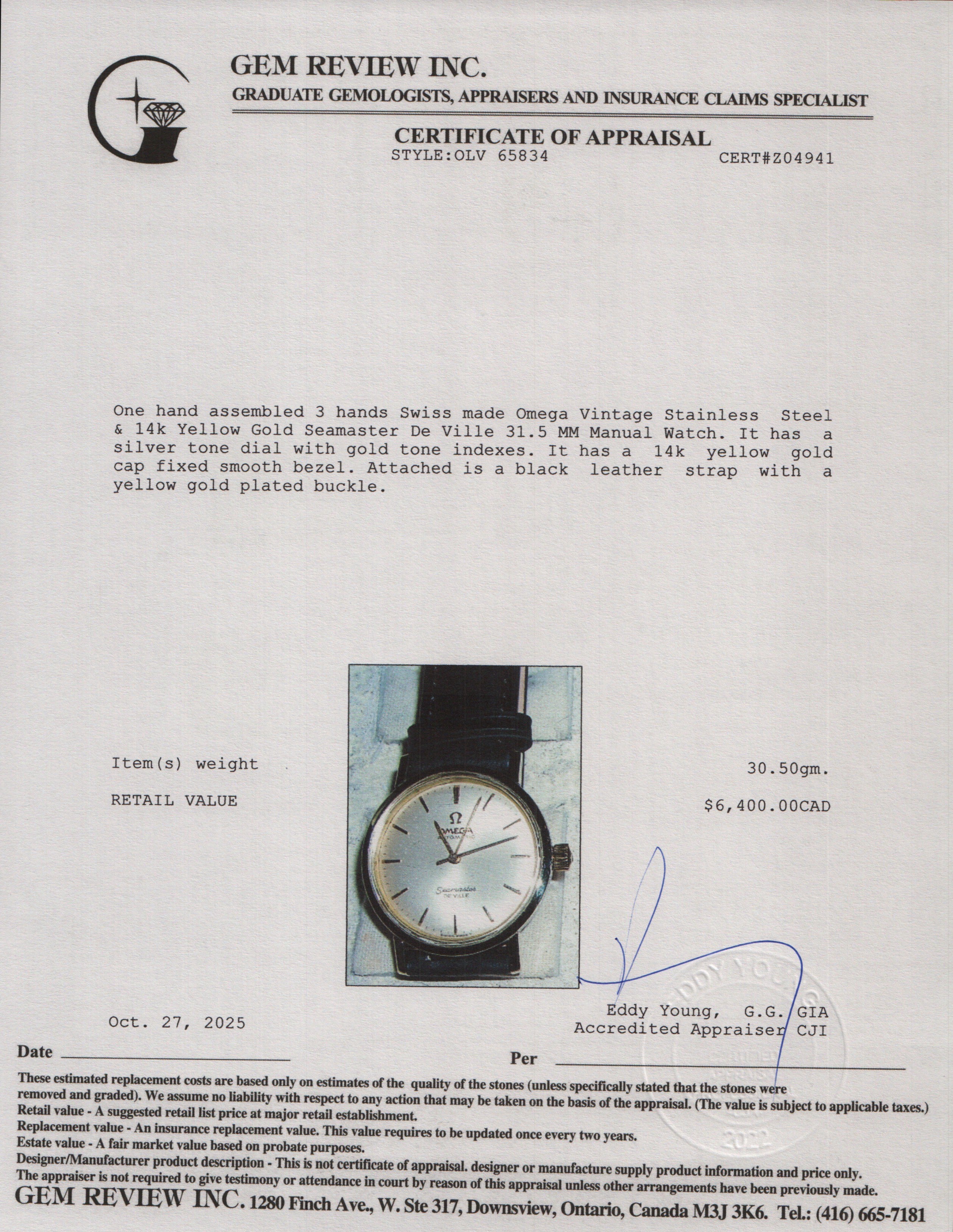 Omega Vintage Stainless Steel & 14k Yellow Gold Seamaster De Ville 31.5 MM Manual Watch