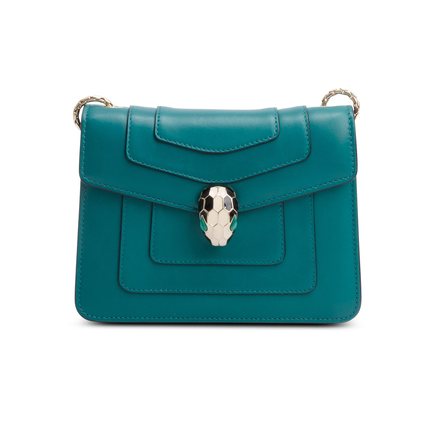 Bvlgari Emerald Green Calf Leather Serpenti Forever Crossbody Bag