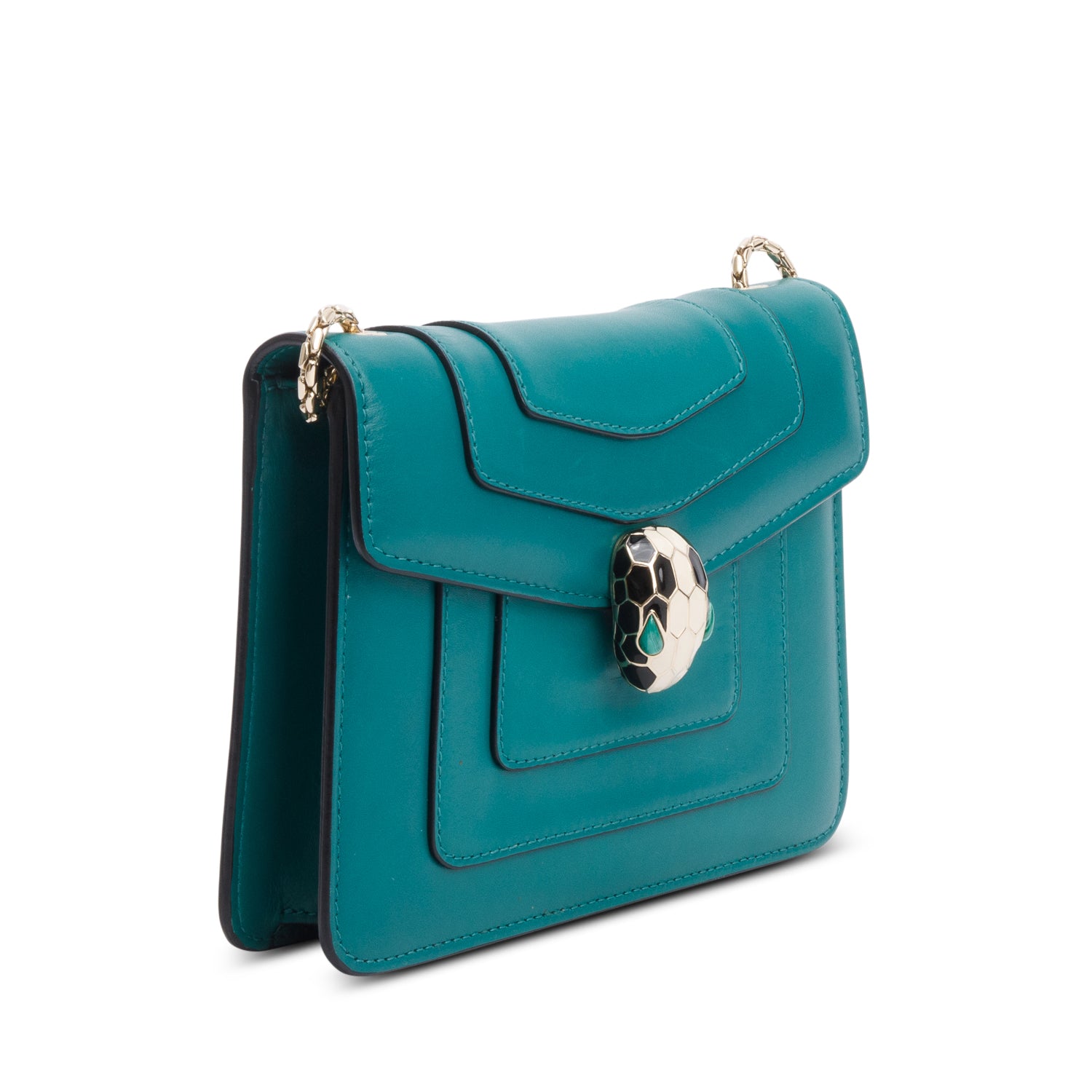 Bvlgari Emerald Green Calf Leather Serpenti Forever Crossbody Bag
