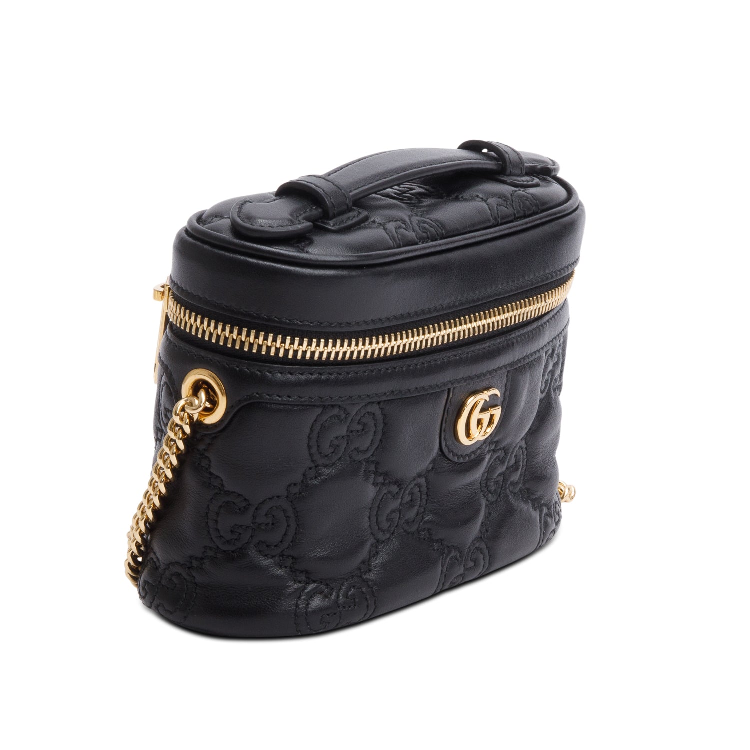 Gucci Black GG Matelasse Leather Mini Top Handle Bag