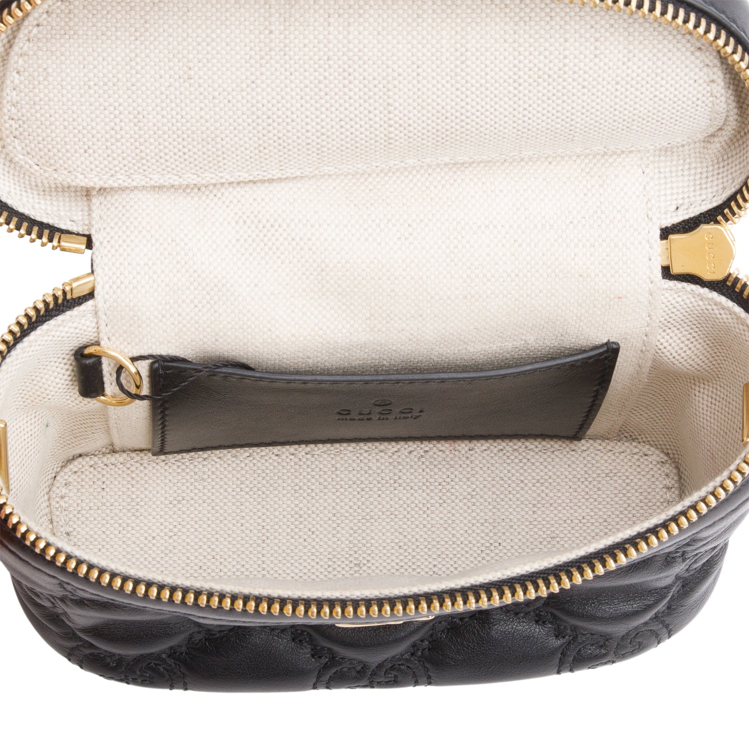 Gucci Black GG Matelasse Leather Mini Top Handle Bag