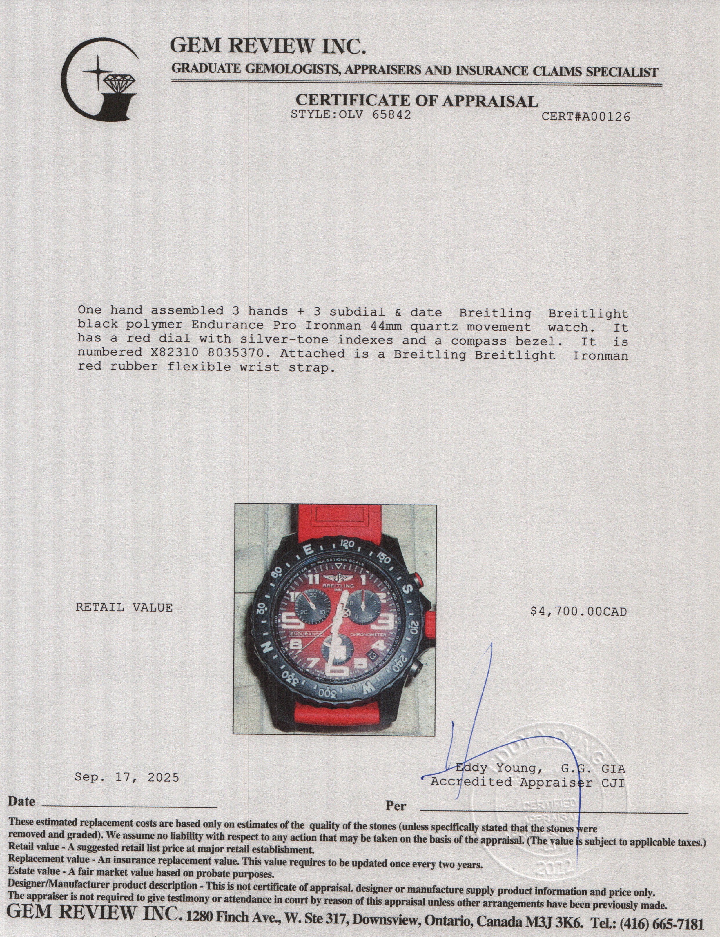 Breitling Breitlight Black Polymer Endurance Pro Ironman 44 MM Watch Red Dial X82310 w/ Box & Papers