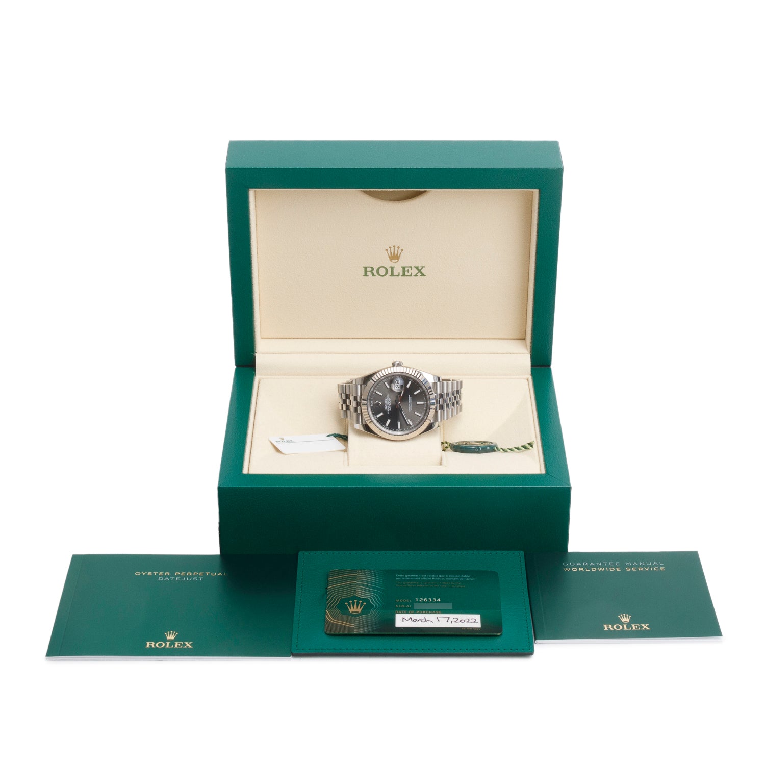 Rolex 2022 Stainless Steel Oyster Perpetual Datejust 41 MM Watch Grey Dial 126334 w/ Box & Papers