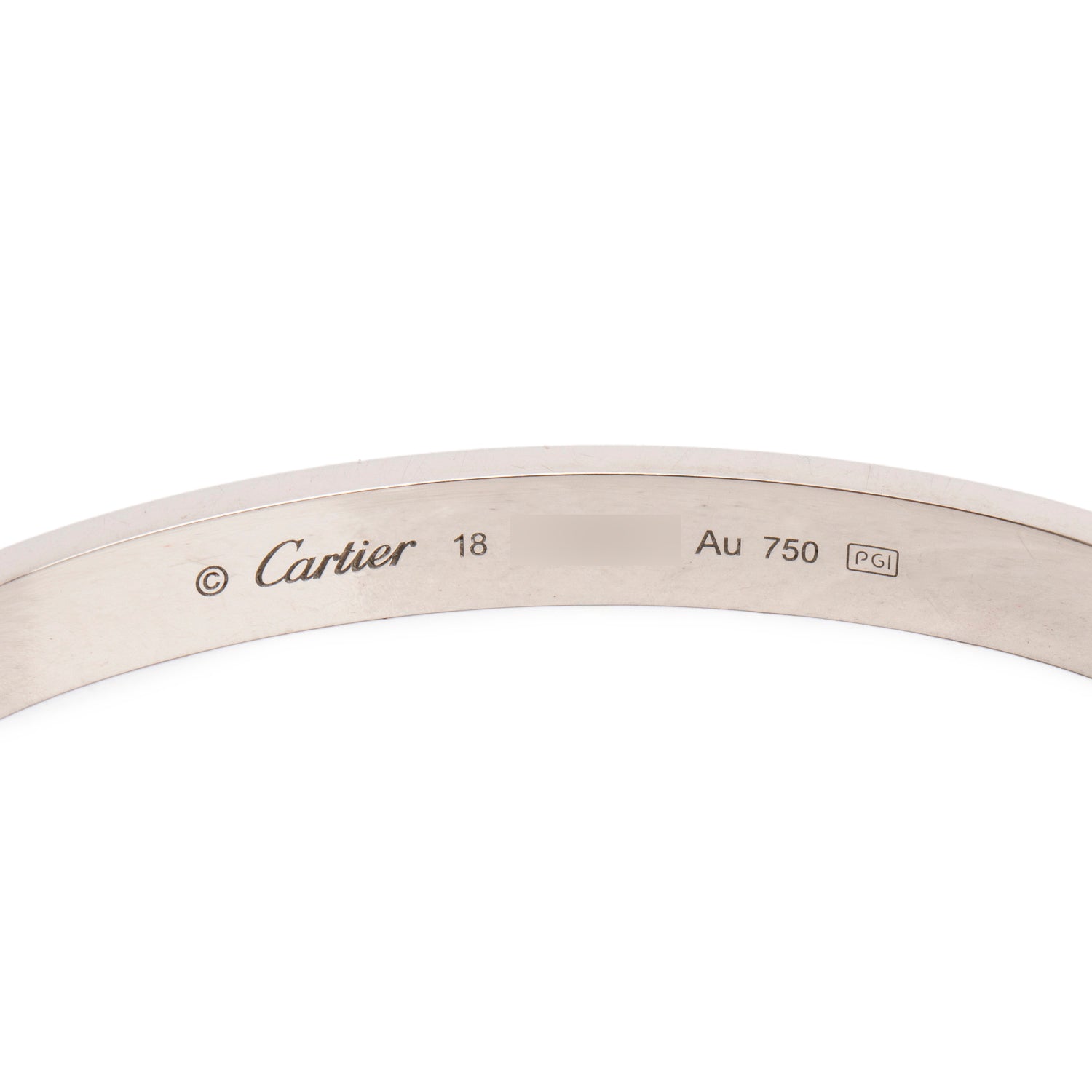 Cartier 18k White Gold Love Bracelet, Size 18 w/ Box & Certificate