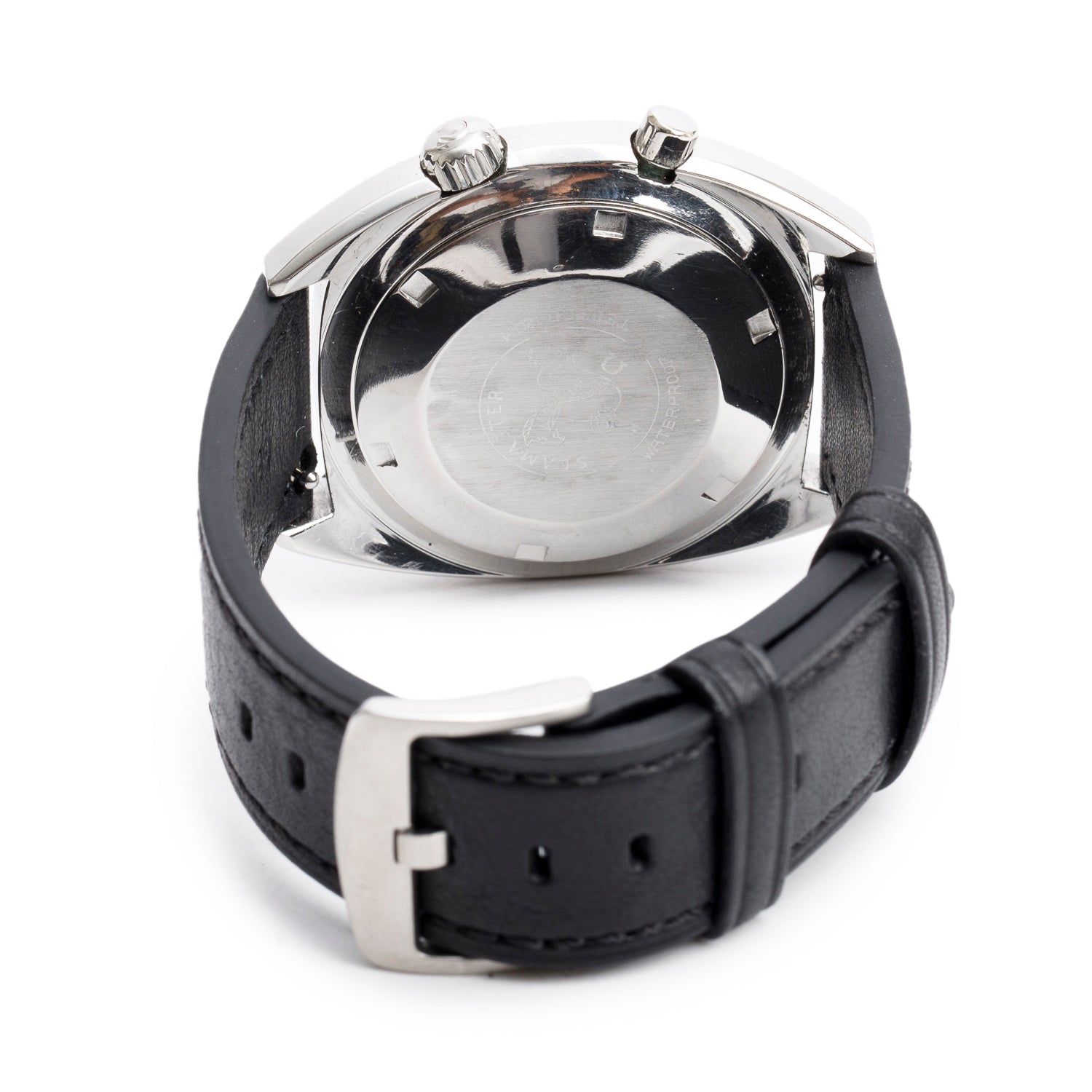 Omega Vintage Stainless Steel Seamaster Chronostop 41 MM Manual Chronograph Watch Black Dial