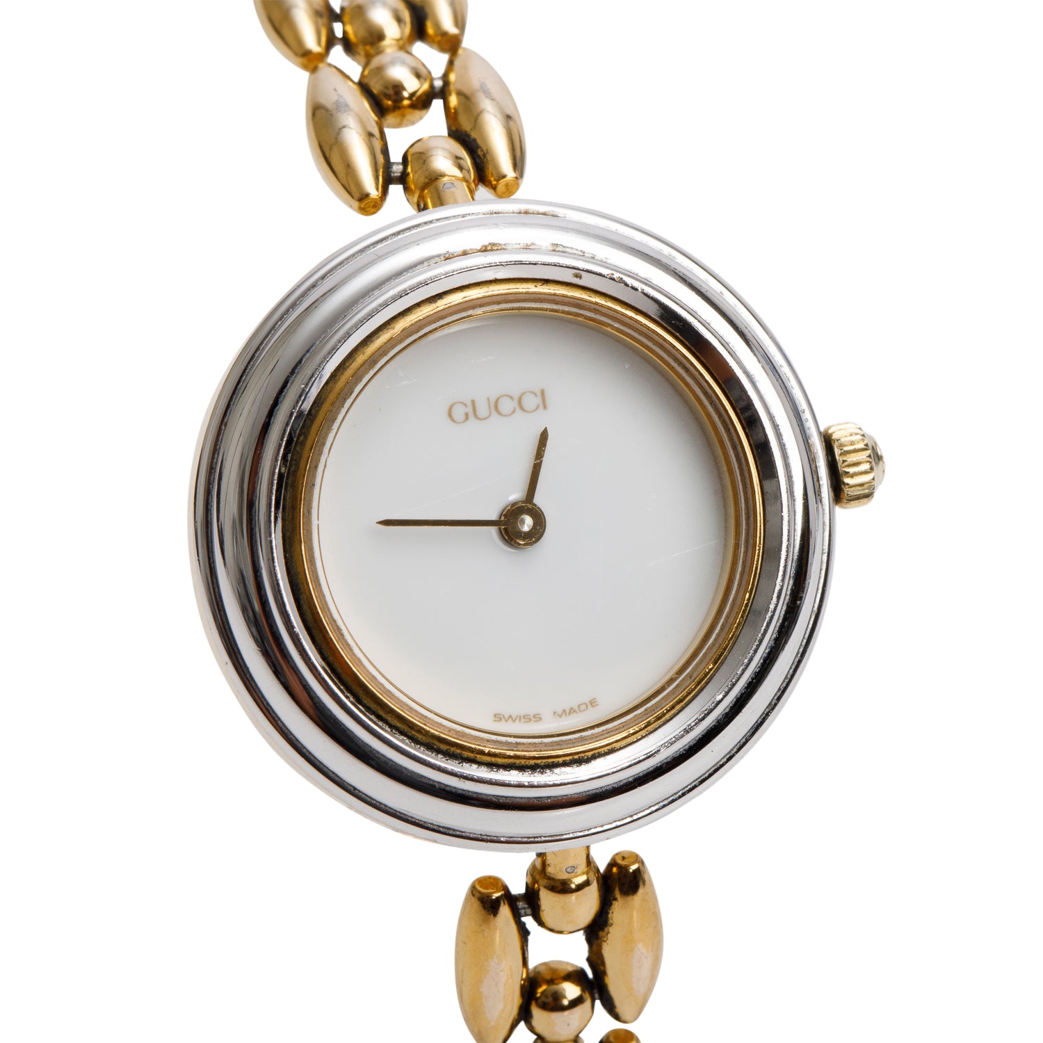 Gucci Gold Plated Stainless Steel 1100 Series 26 MM Watch w/ 5 Multicolour Bezels