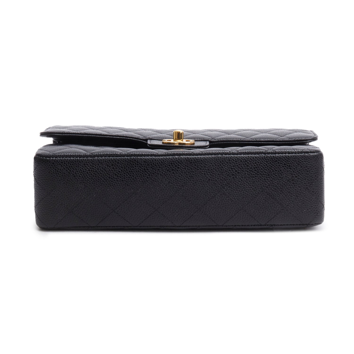 Chanel Black Quilted Caviar Leather Classic Medium Double Flap Bag w/ Box & Authenticity Card