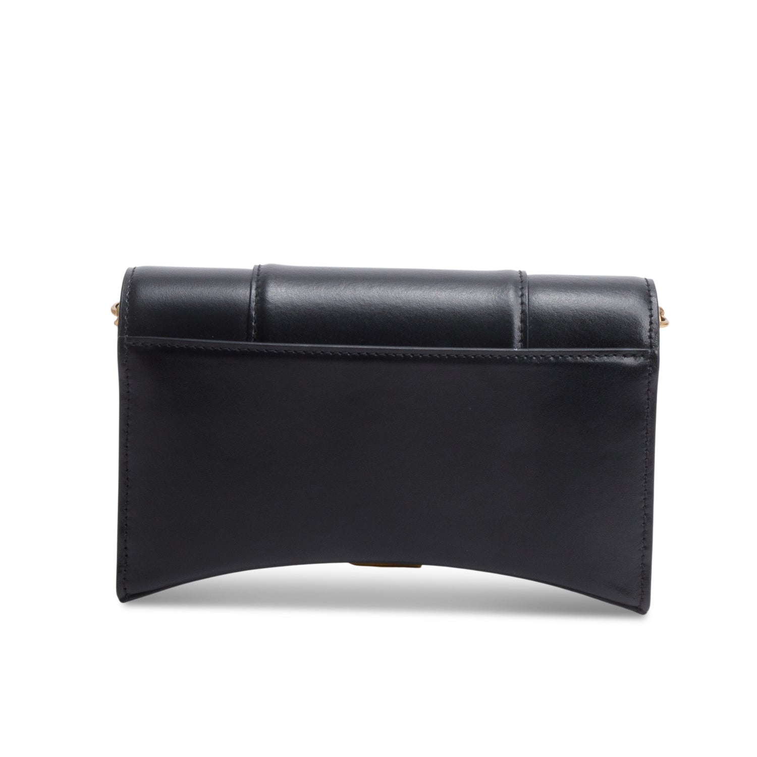 Balenciaga Black Smooth Leather Hourglass Wallet on Chain