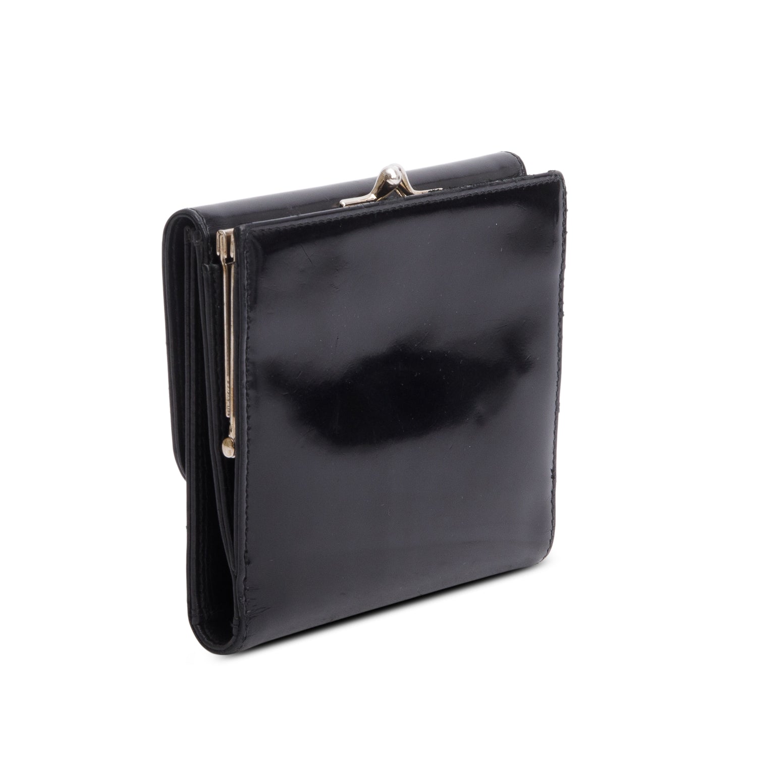 Prada Black Spazzolato Trifold Compact Wallet w/ Box