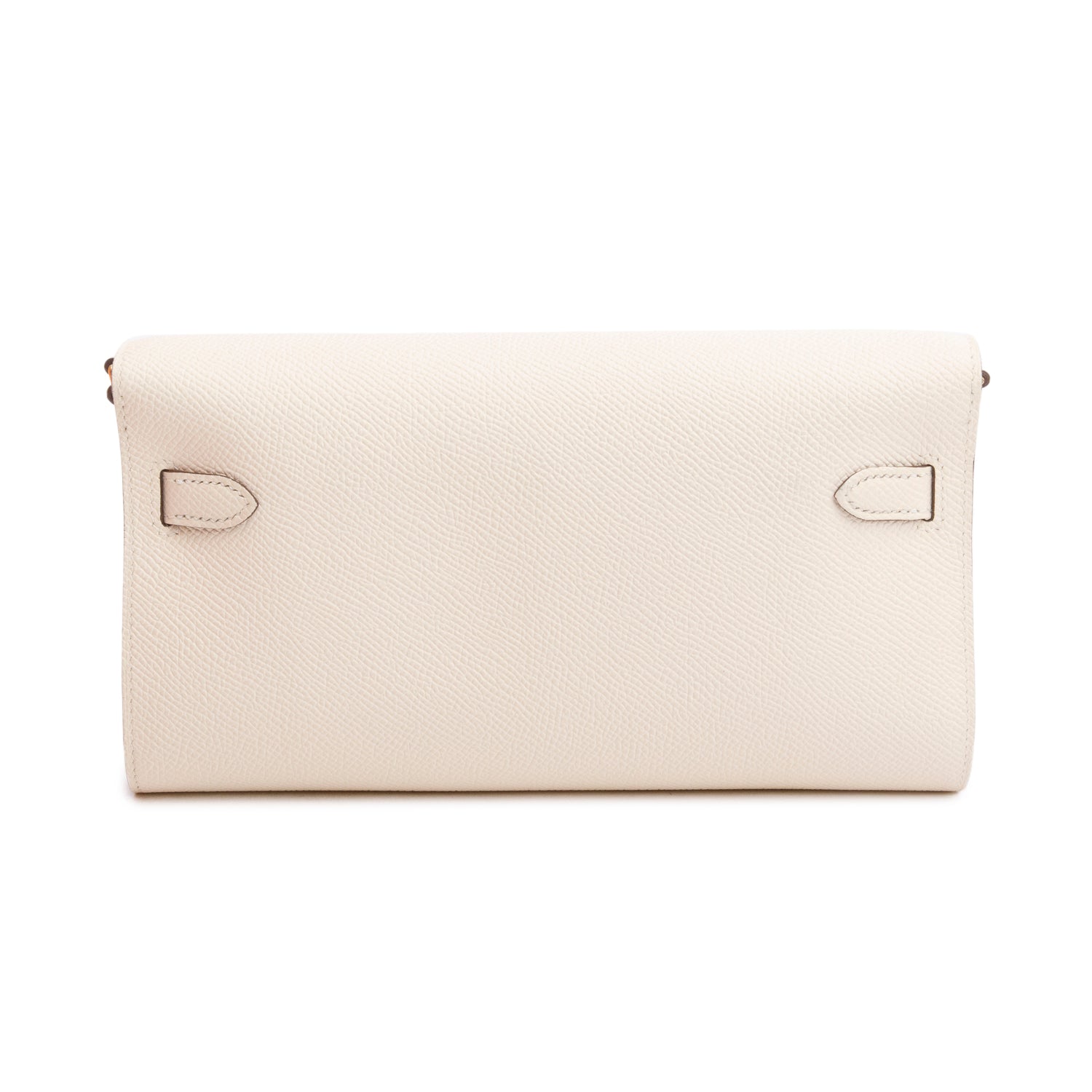 Hermes 2024 Blanc Epsom Leather Kelly Wallet To Go w/ Strap & Box