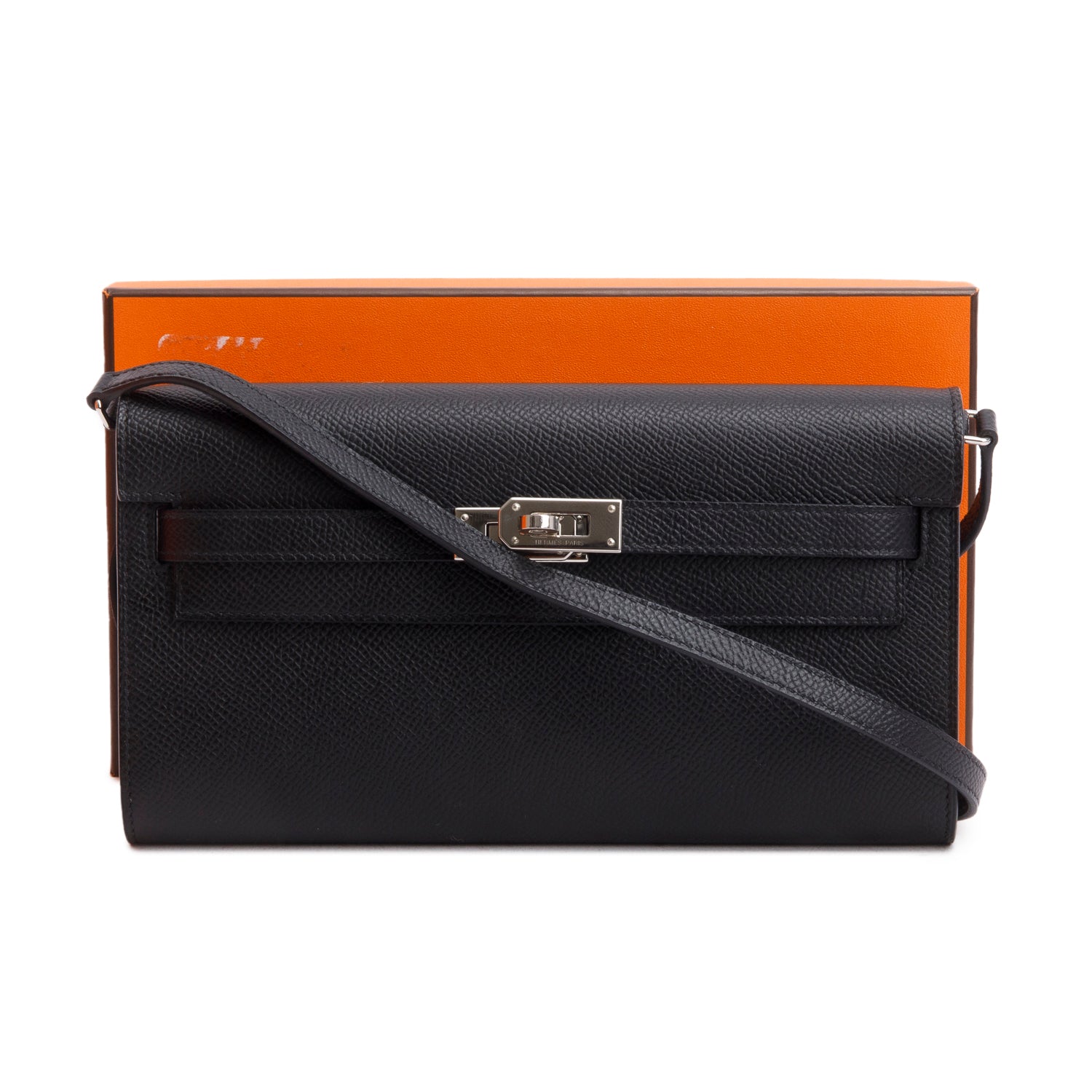 Hermes 2020 Noir Epsom Leather Kelly Wallet To Go w/ Strap & Box