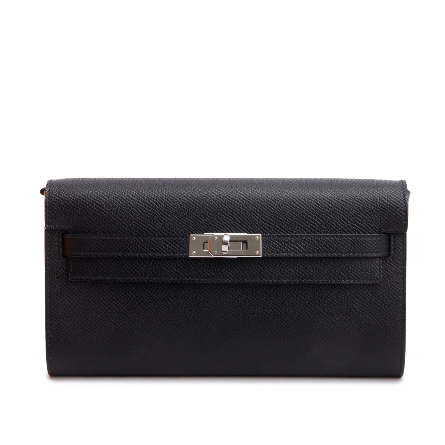 Hermes 2020 Noir Epsom Leather Kelly Wallet To Go w/ Strap & Box