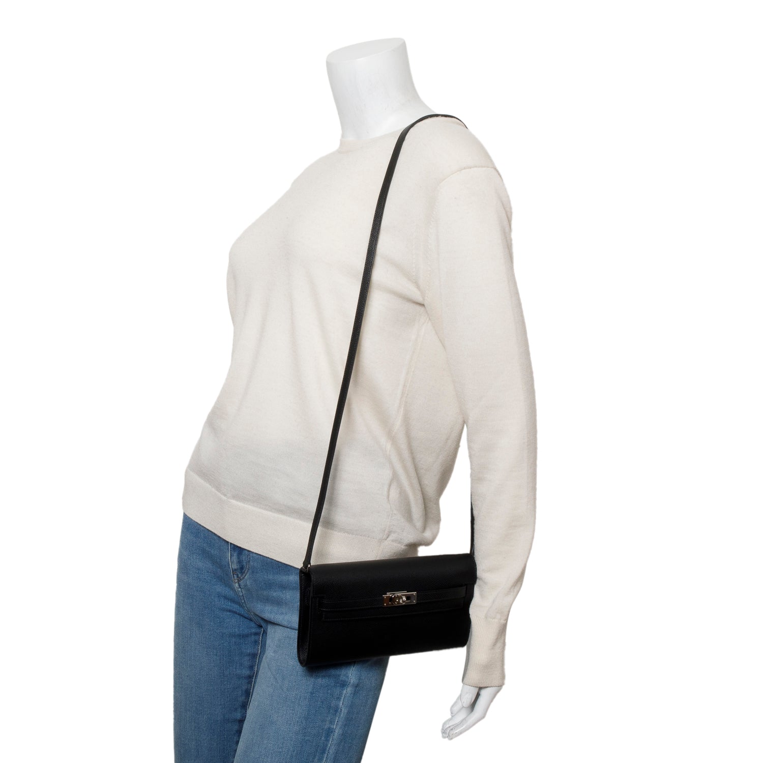 Hermes 2020 Noir Epsom Leather Kelly Wallet To Go w/ Strap & Box