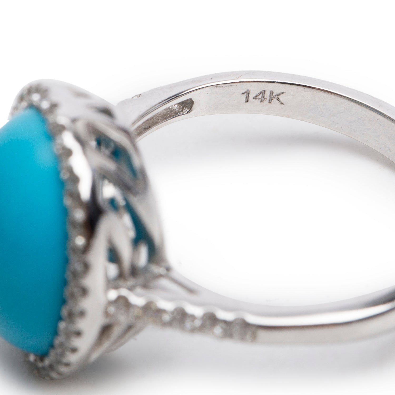 Effy 14k White Gold Turquoise & Diamond Ring, Size 7 w/ Box