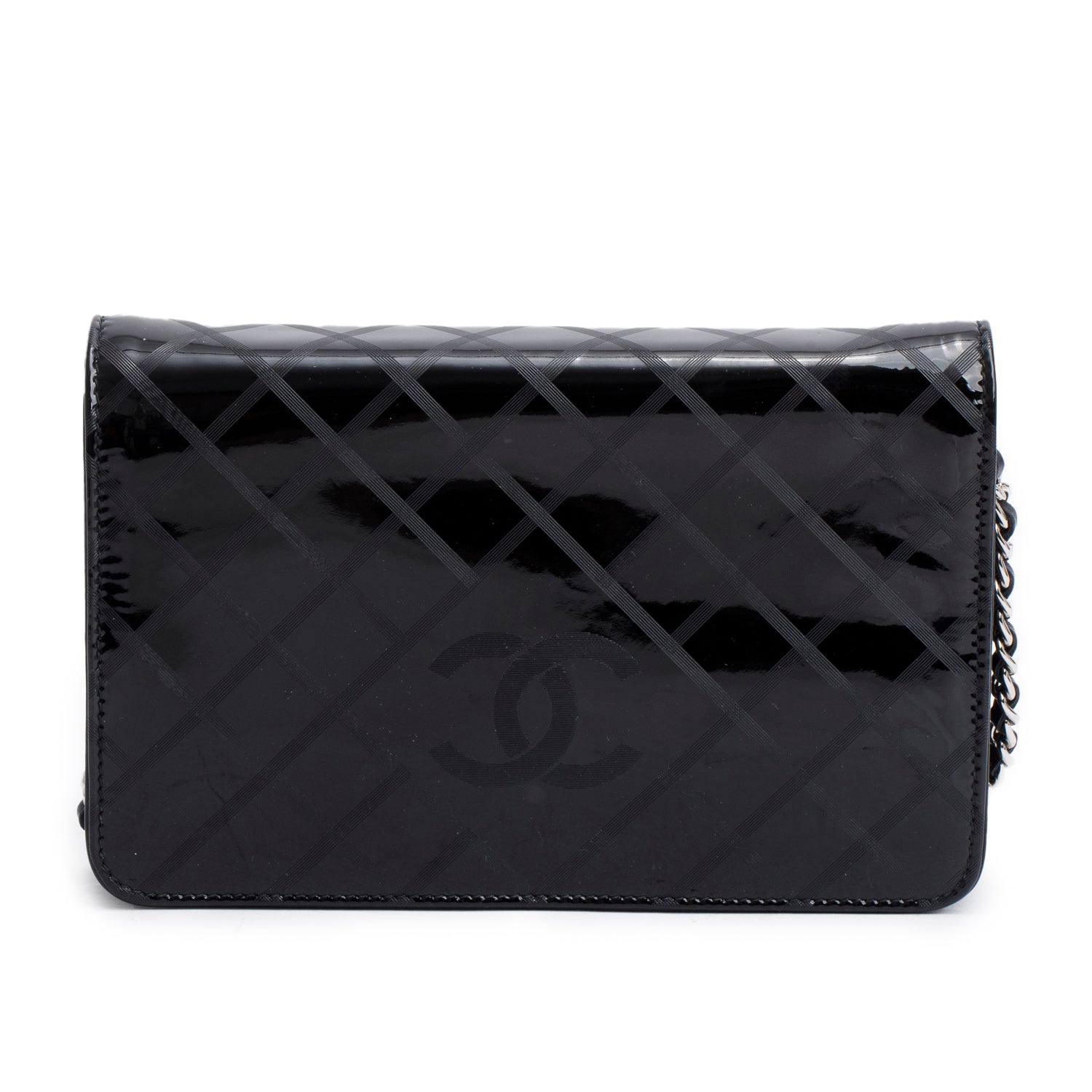 Chanel Black Patent CC Leather Wallet on Chain