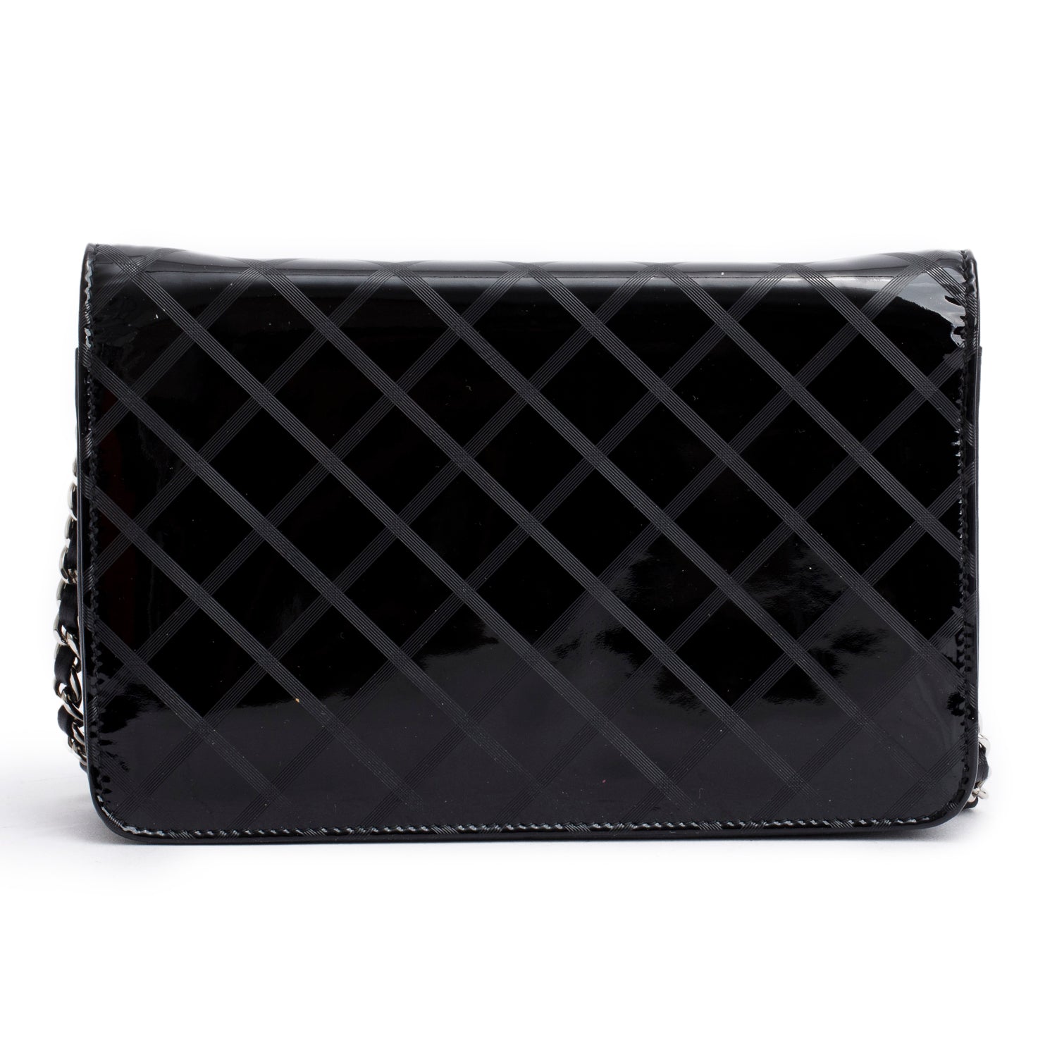 Chanel Black Patent CC Leather Wallet on Chain