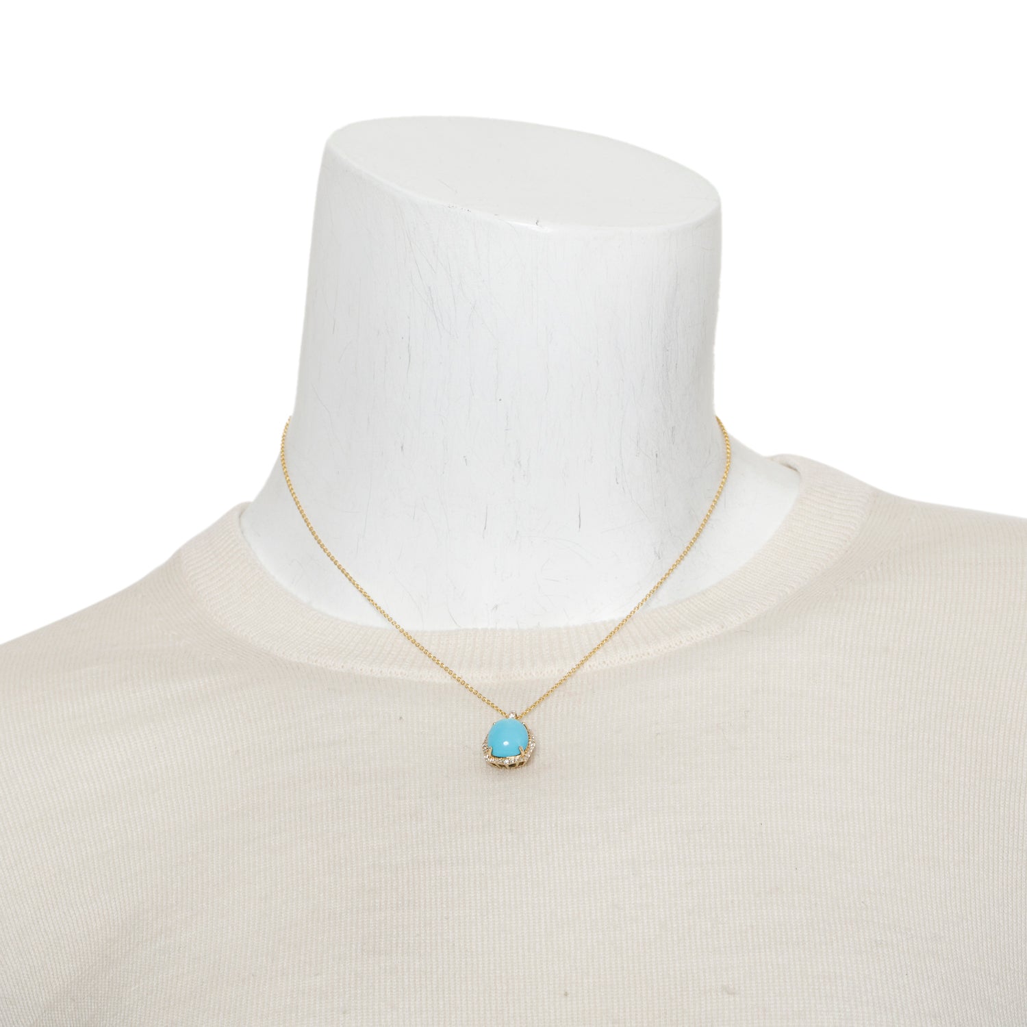 Effy 14k Yellow Gold Turquoise & Diamond Pendant Necklace w/ Box