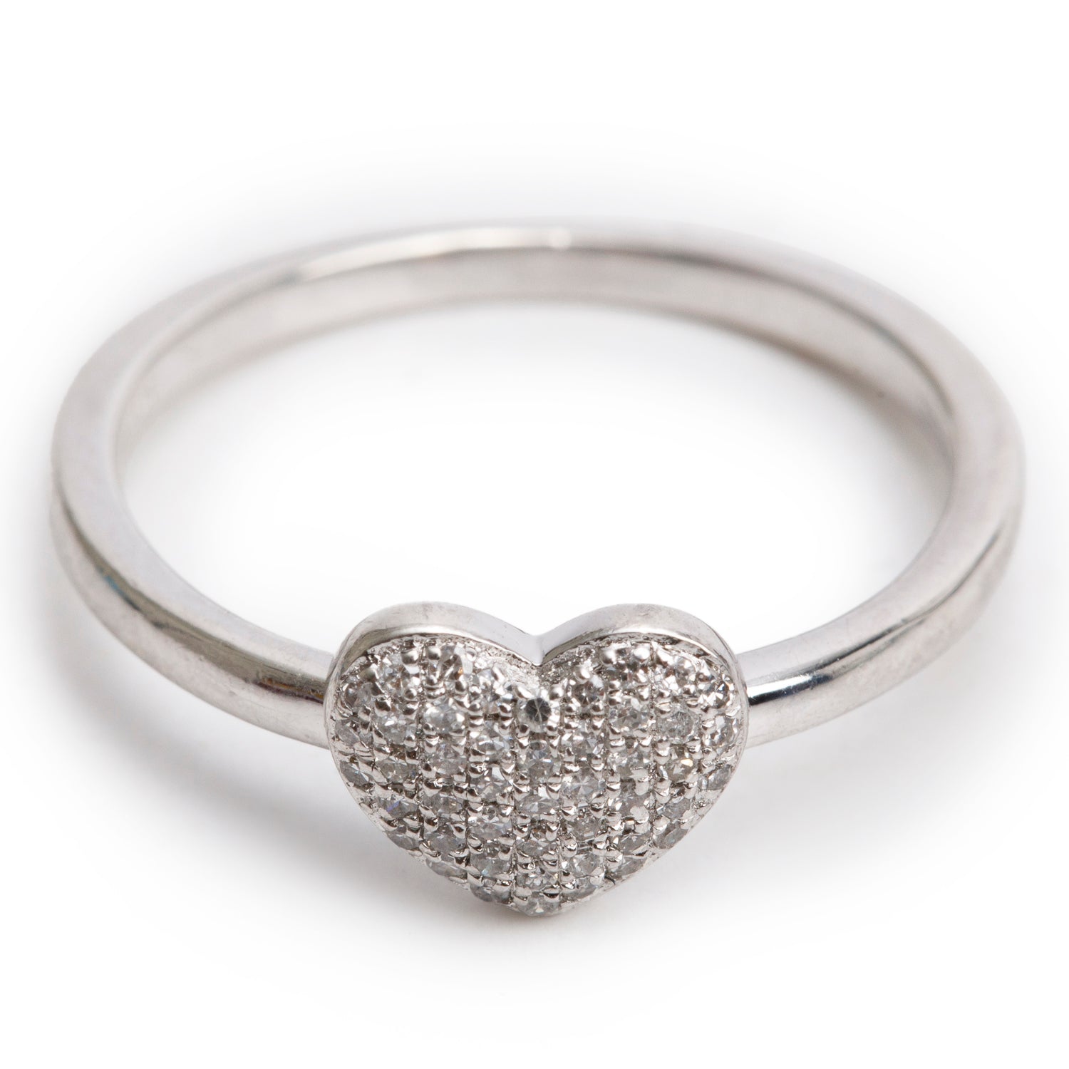 Effy Sterling Silver Diamond Heart Ring, Size 7