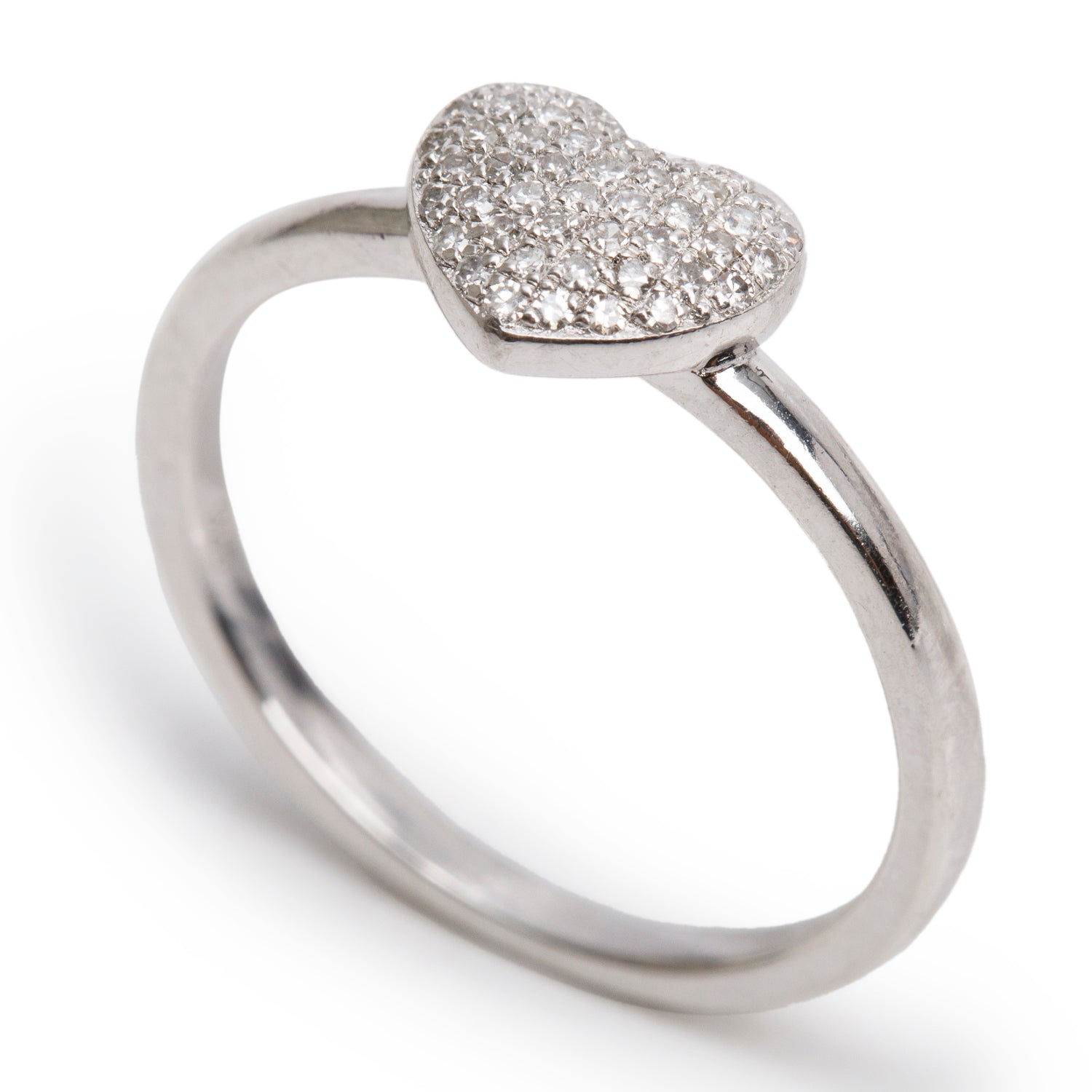 Effy Sterling Silver Diamond Heart Ring, Size 7
