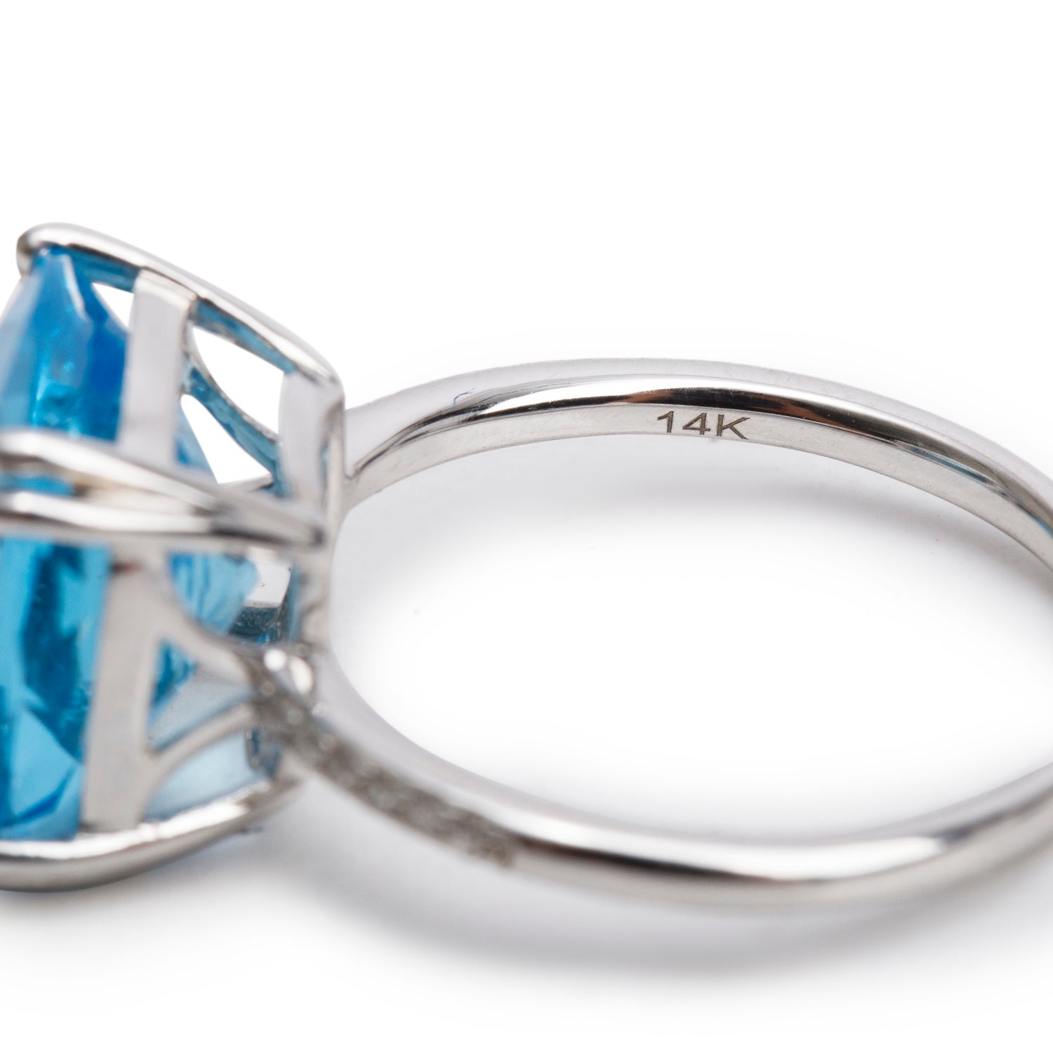 Effy 14k White Gold Blue Topaz & Diamond Ring, Size 7