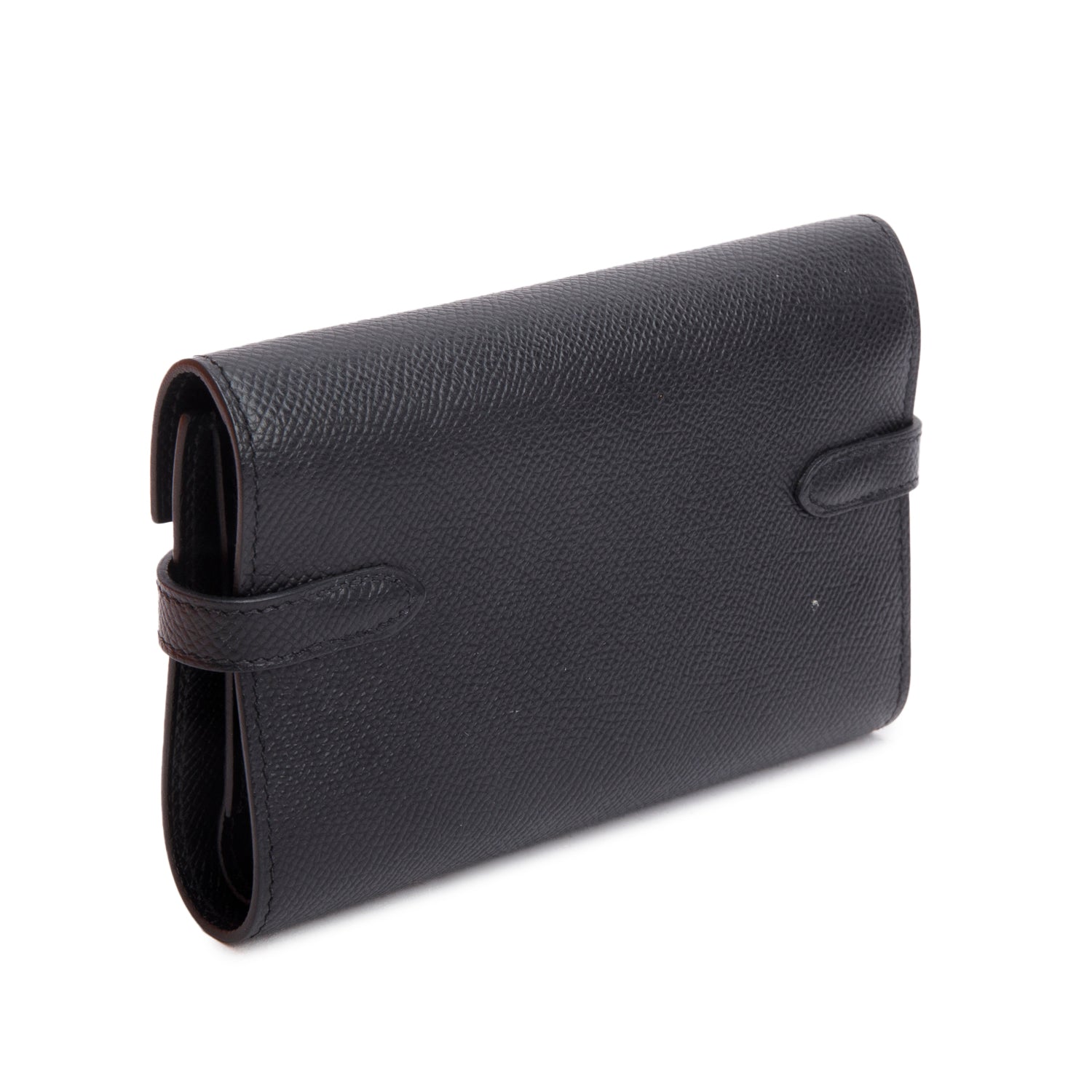 Hermes Noir Epsom Leather Kelly Depliant Medium Trifold Wallet w/ Box