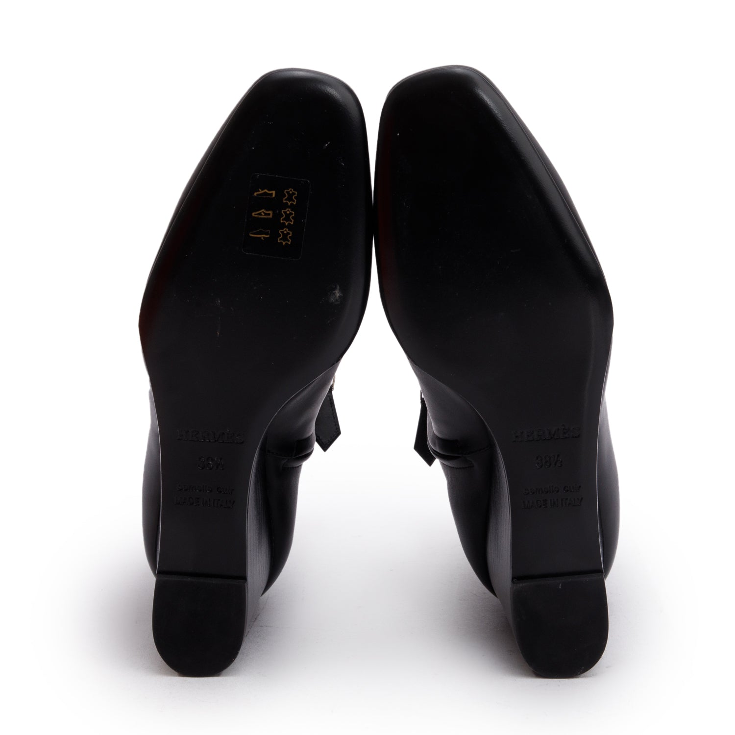 Hermes Black Calfskin Leather Kelly Andrene Ankle Boots, Size 38.5 w/ Box