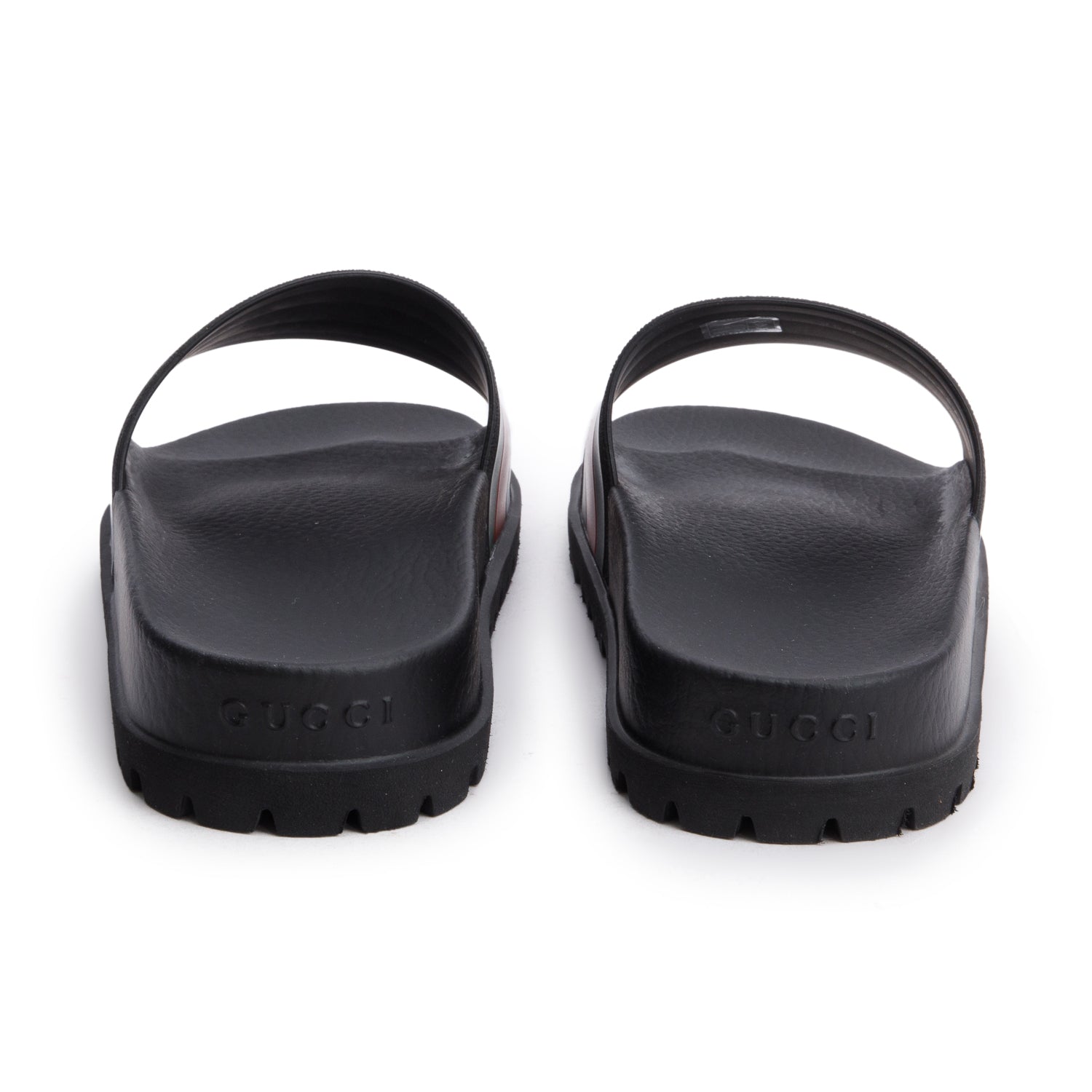 Gucci Black, Green & Red Web Accent Rubber Slides, Men's Size 7 w/ Box