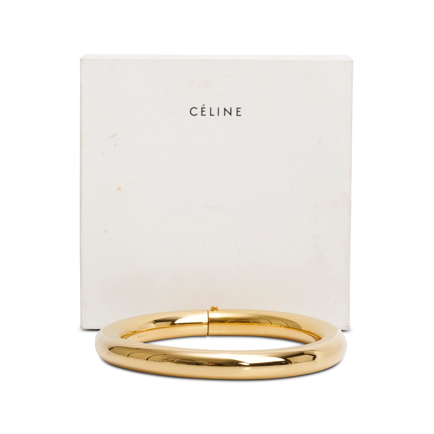 Celine Gold-Plated Brass Tubular Round Necklace w/ Box