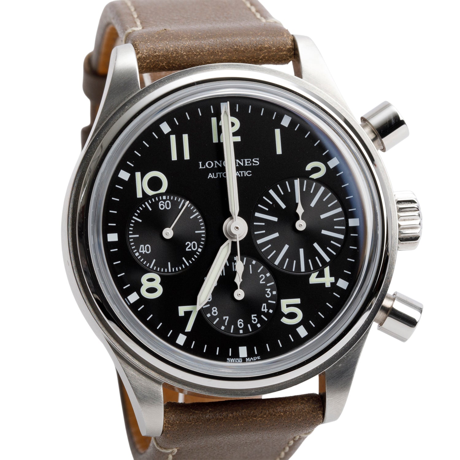 Longines 2025 Stainless Steel Avigation BigEye 40 MM Automatic Chronograph Watch Black Dial w/ Box & Papers