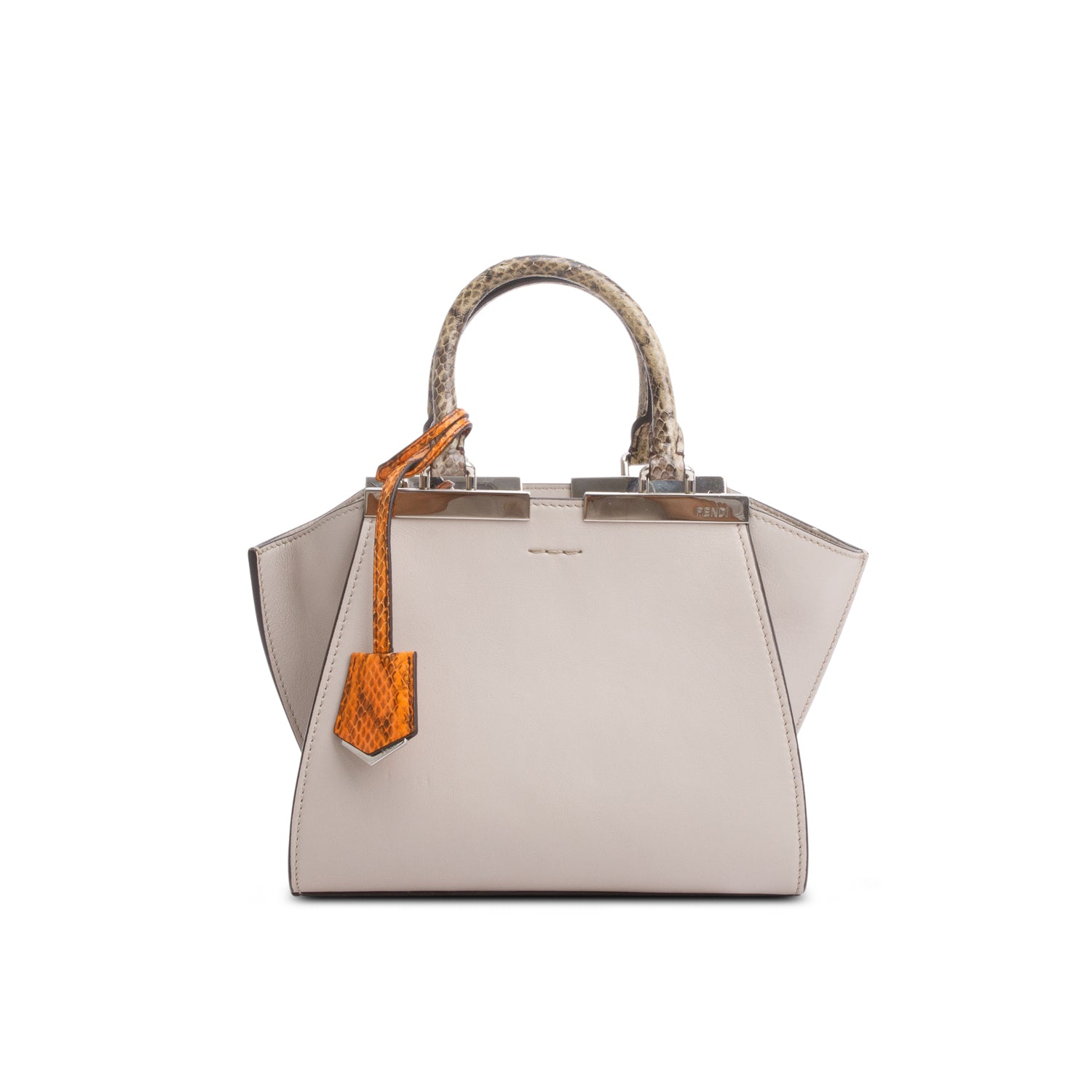 Fendi Grey Vitello Dolce Bi-Color Mini 3 Jours Tote w/ Strap