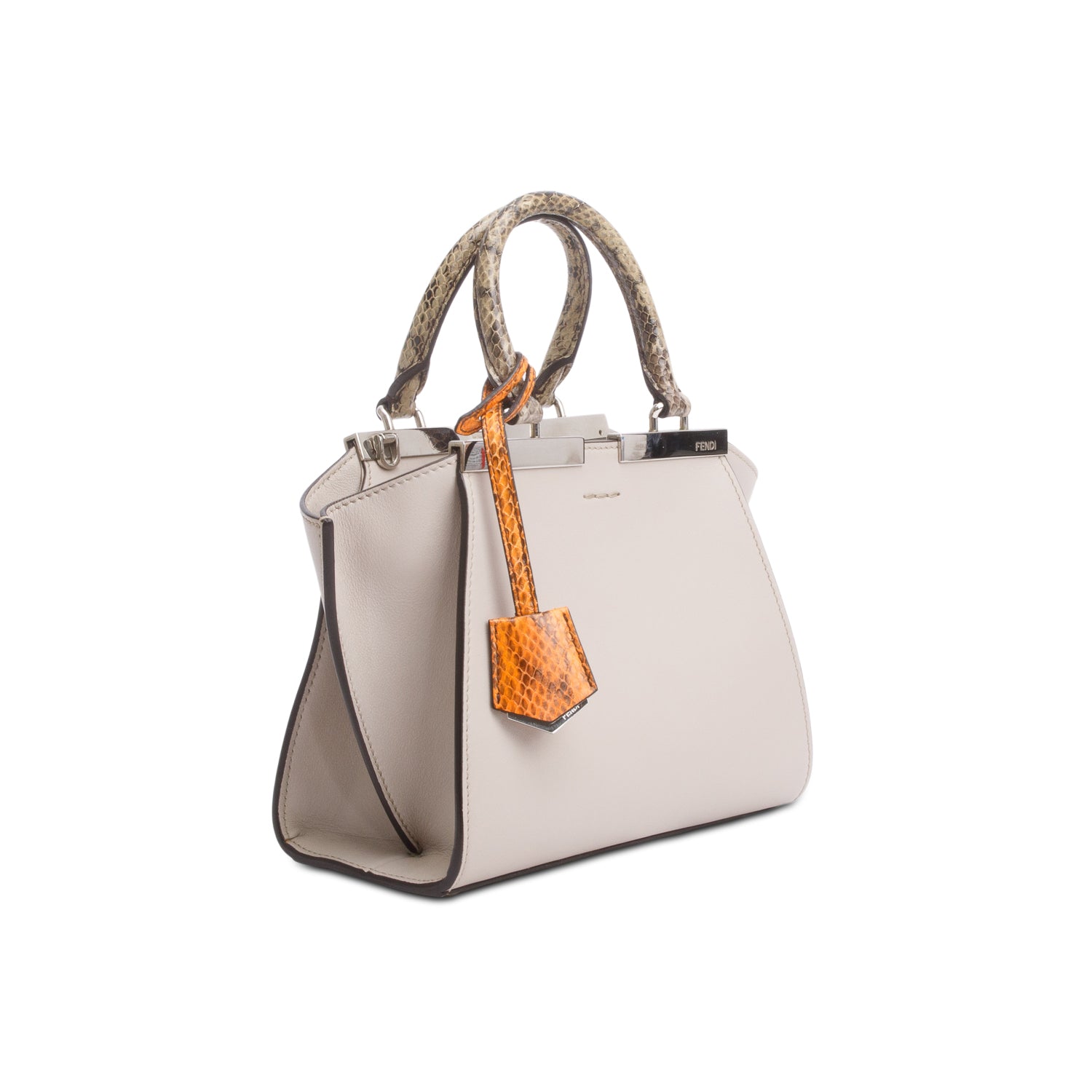 Fendi Grey Vitello Dolce Bi-Color Mini 3 Jours Tote w/ Strap