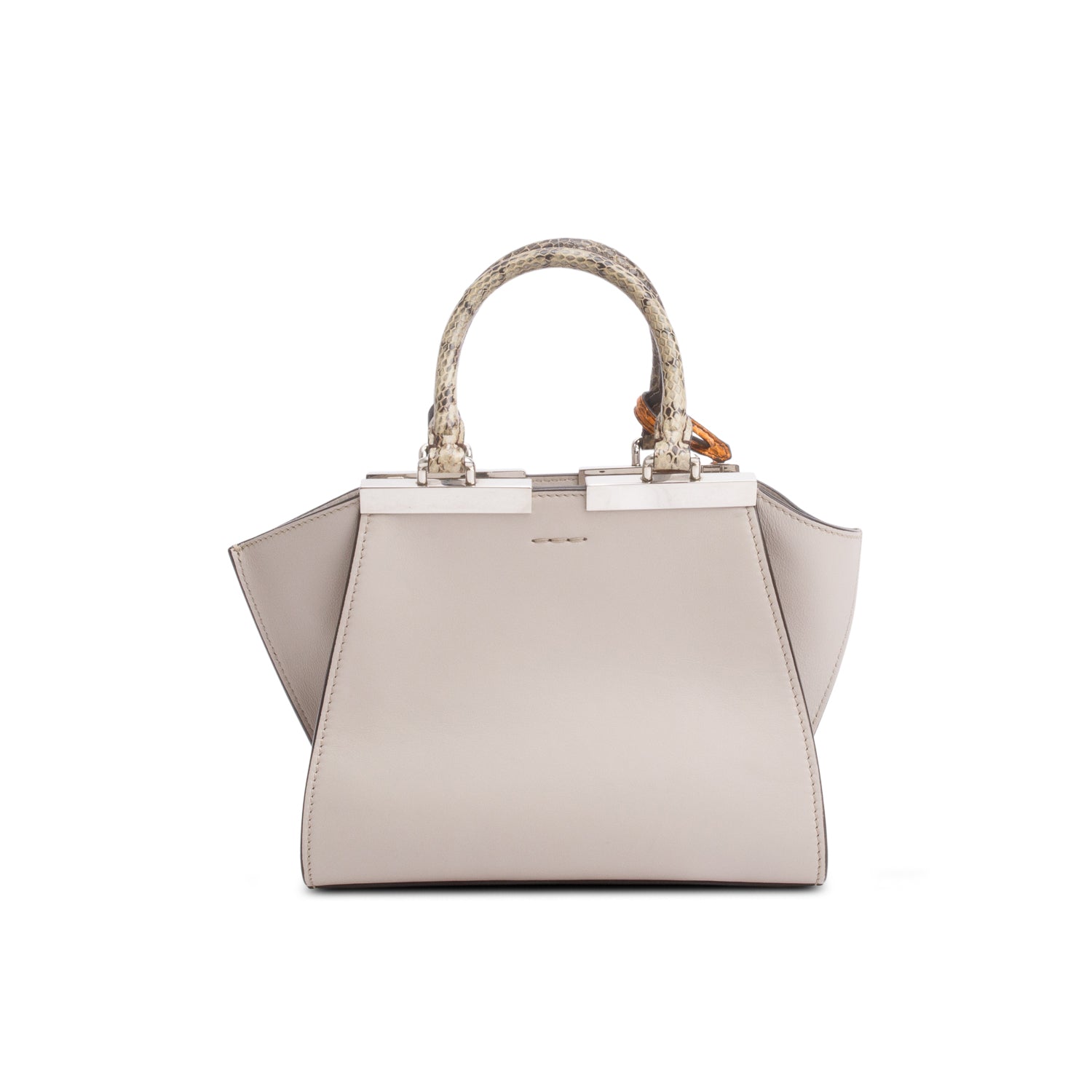 Fendi Grey Vitello Dolce Bi-Color Mini 3 Jours Tote w/ Strap