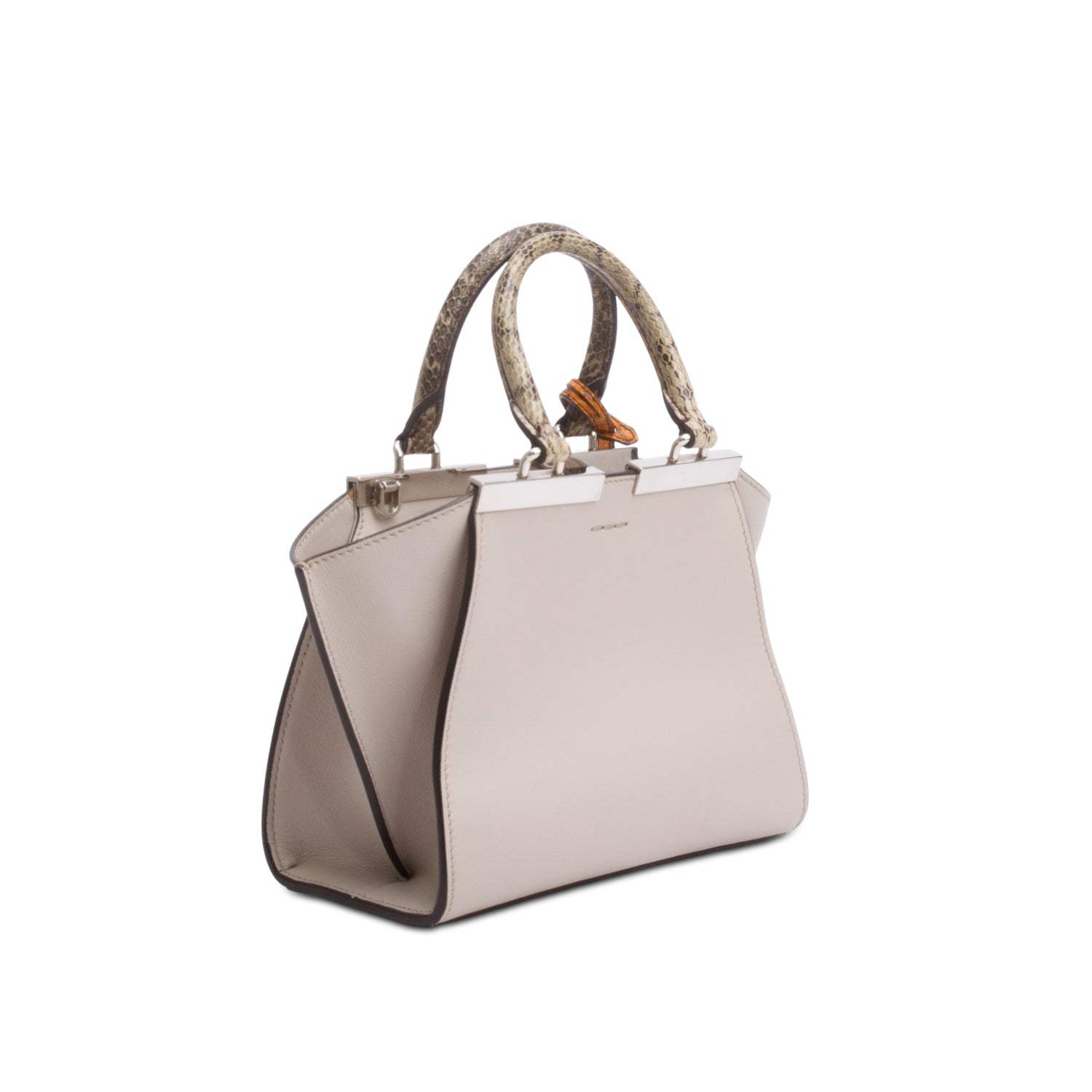 Fendi Grey Vitello Dolce Bi-Color Mini 3 Jours Tote w/ Strap