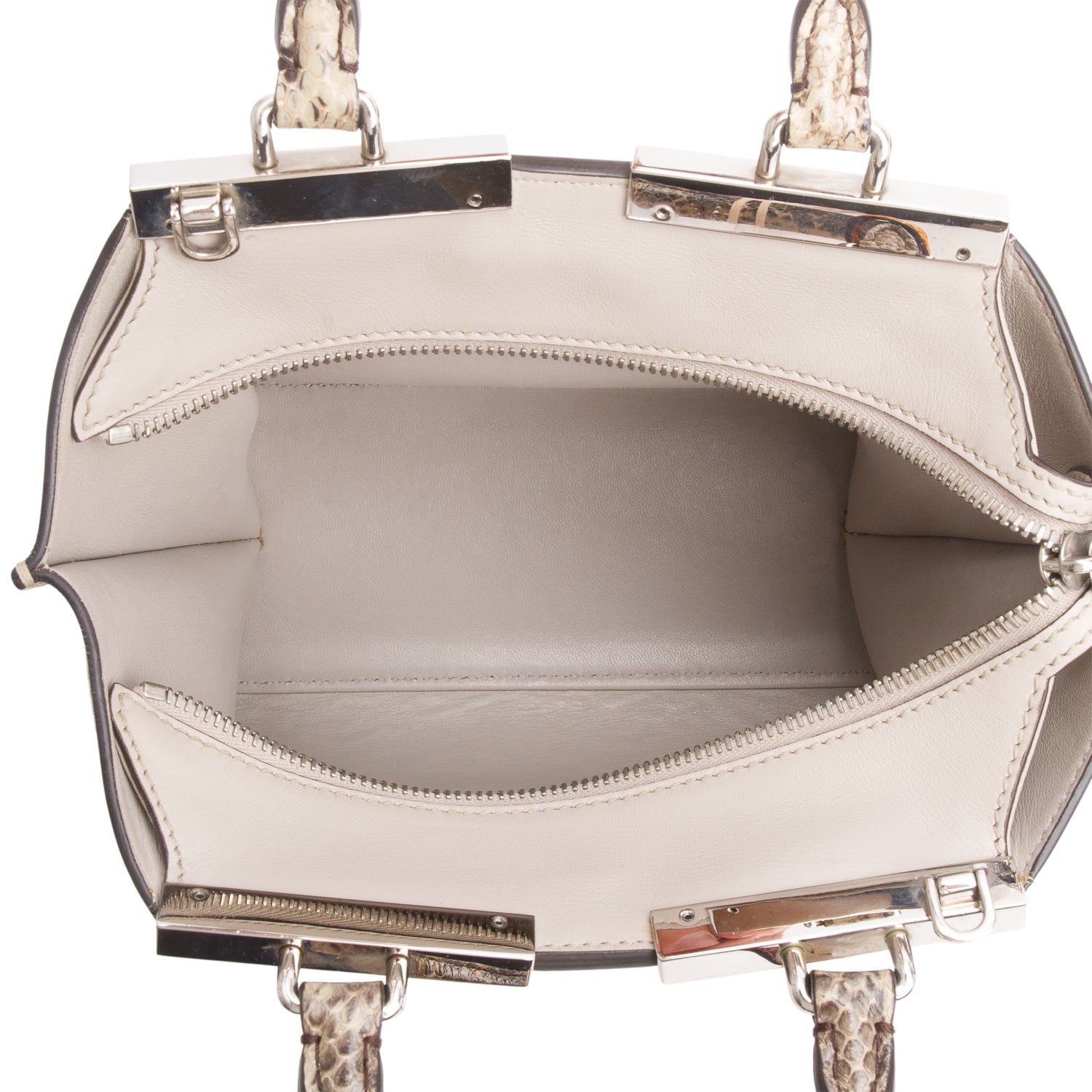 Fendi Grey Vitello Dolce Bi-Color Mini 3 Jours Tote w/ Strap