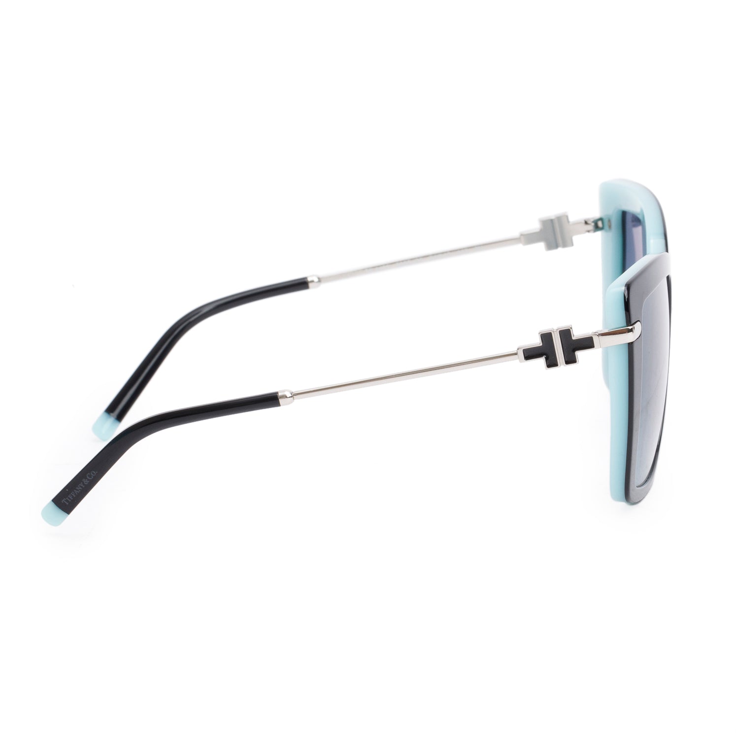 Tiffany & Co. TF 4185 Black & Tiffany Blue Acetate T Oversize Cat-Eye Sunglasses w/ Box & Case