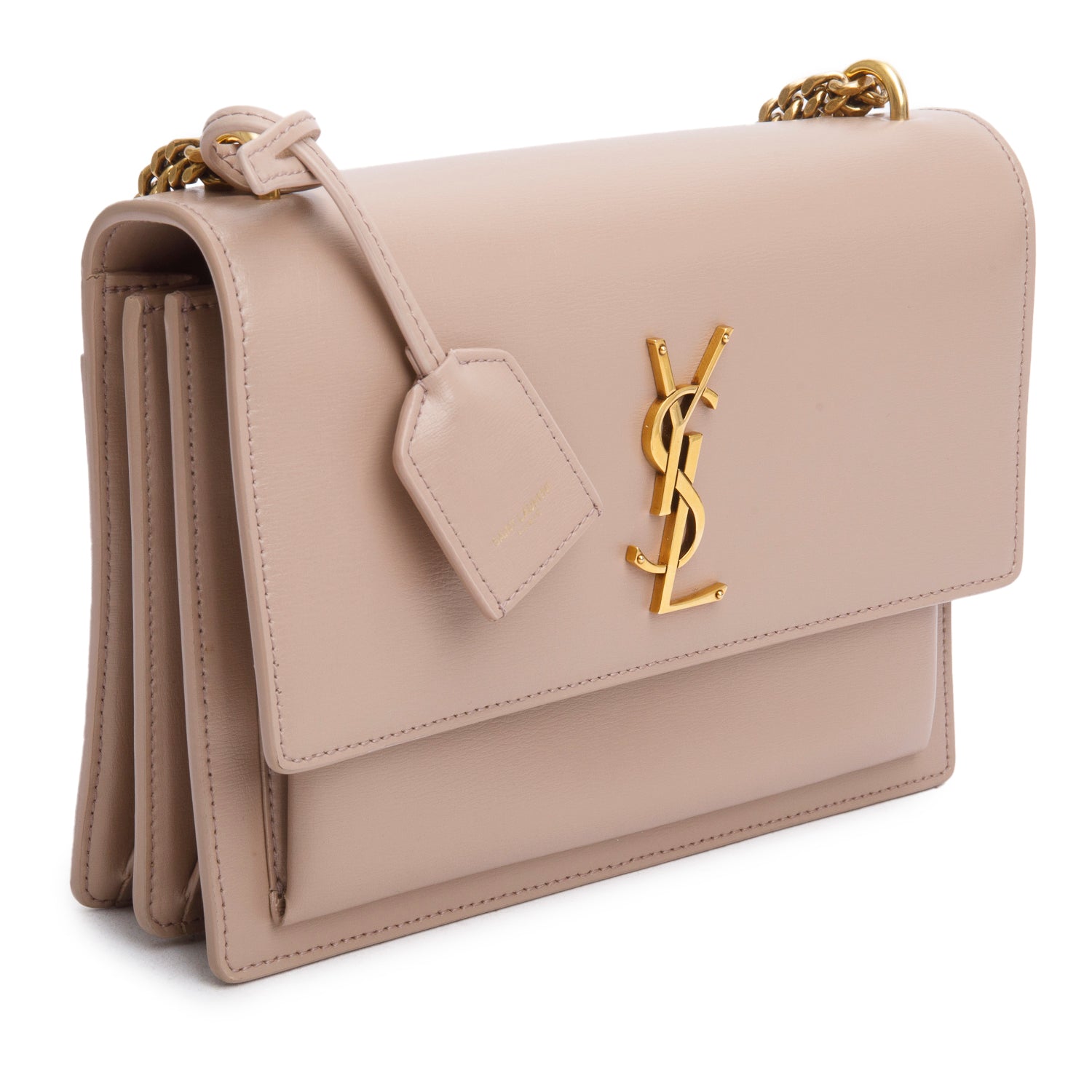 Saint Laurent 2023 Dark Beige Smooth Leather Medium Sunset Bag w/ Box