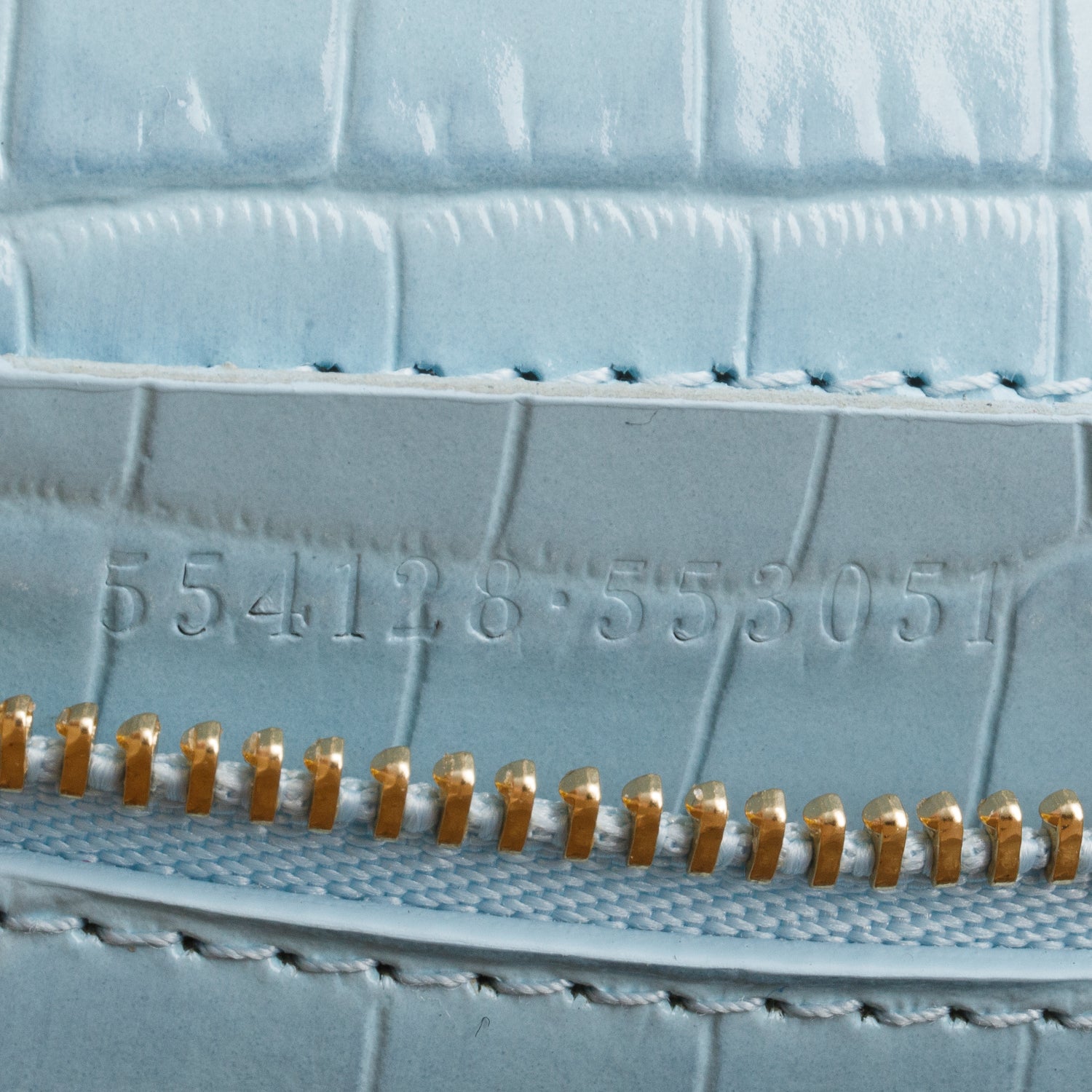 Alexander McQueen Blue Calfskin Croc Embossed Jeweled Knuckle Satchel