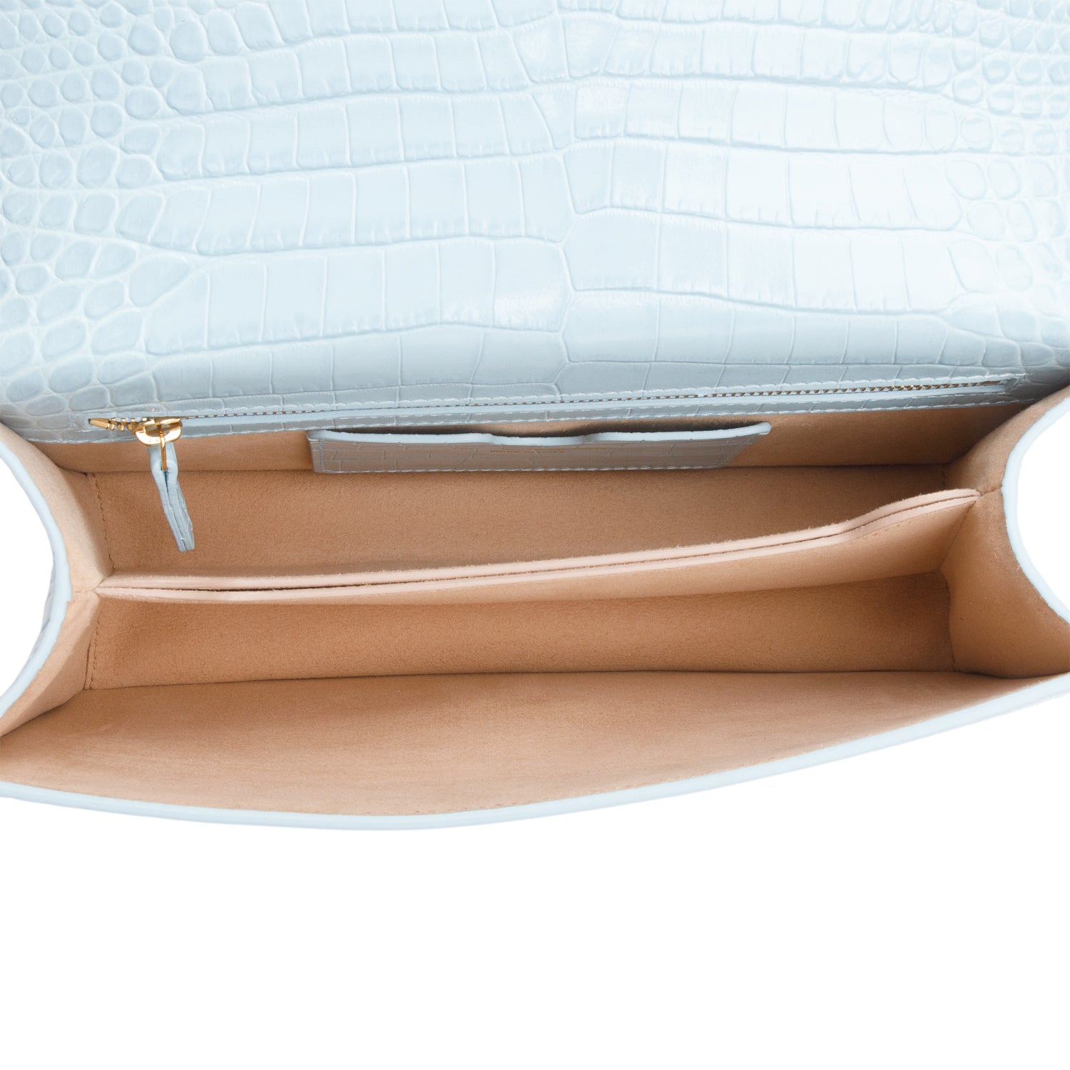 Alexander McQueen Blue Calfskin Croc Embossed Jeweled Knuckle Satchel