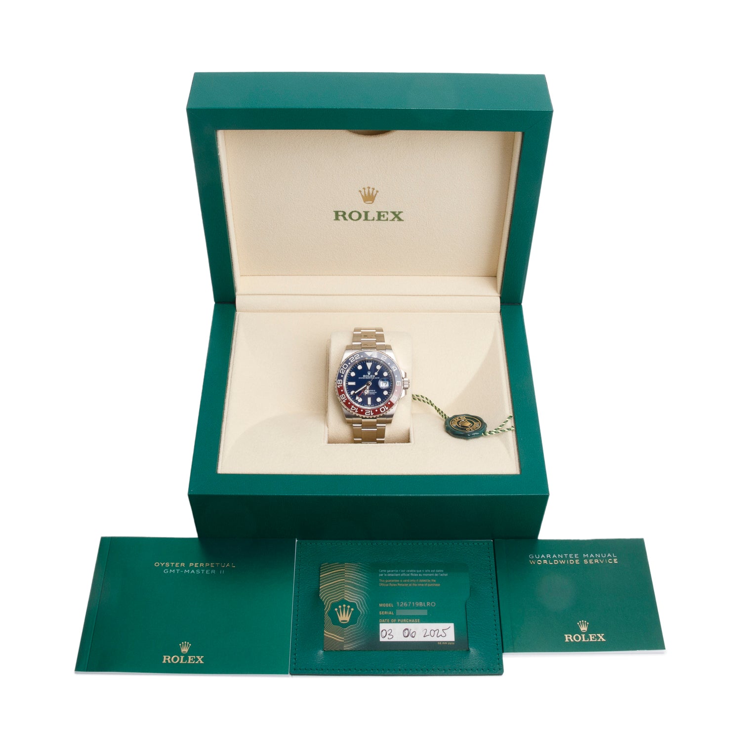 Rolex 2025 18k White Gold GMT-Master II Pepsi 40 MM Automatic Watch Blue Dial 126719BLRO w/ Box & Papers