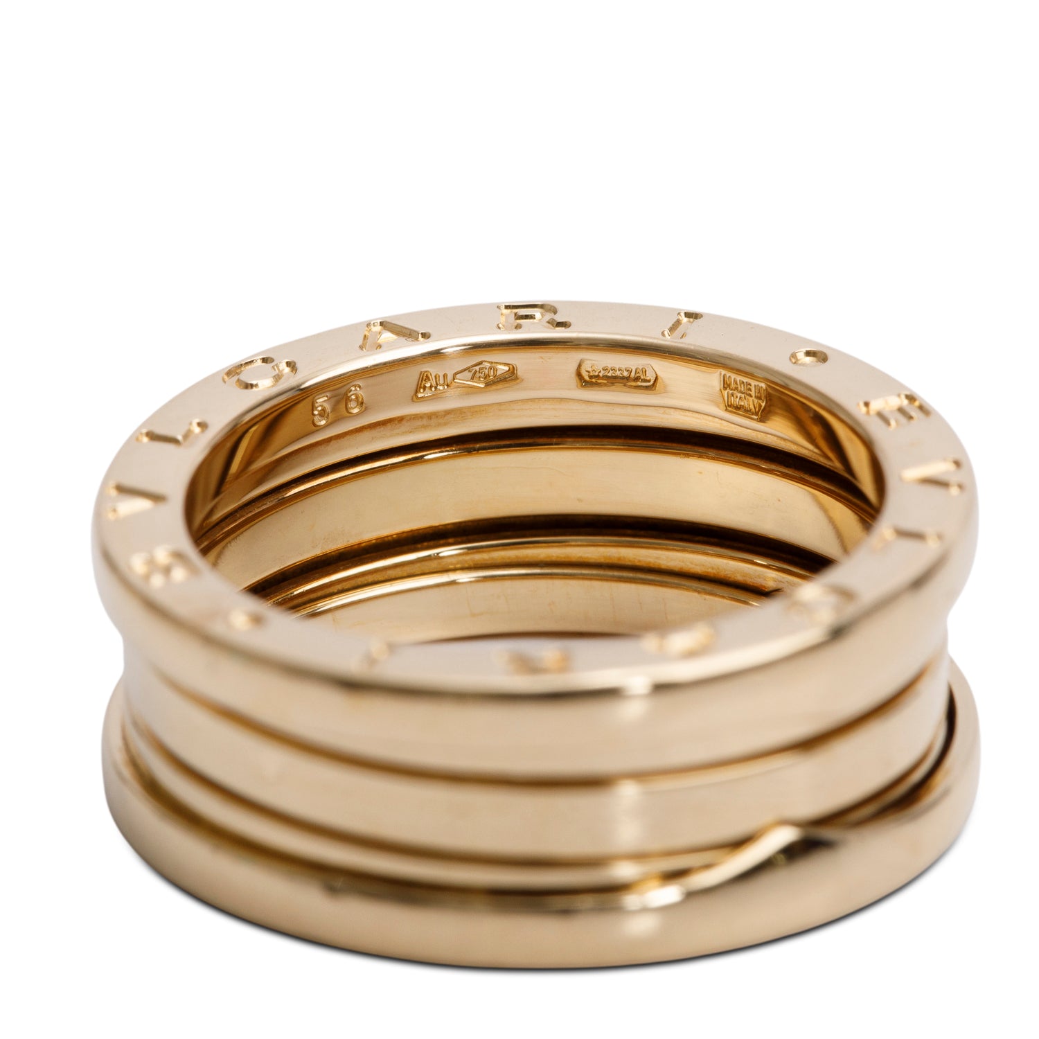BVLGARI 18k Yellow Gold B.Zero1 3-Band Ring, Size 56 7.75