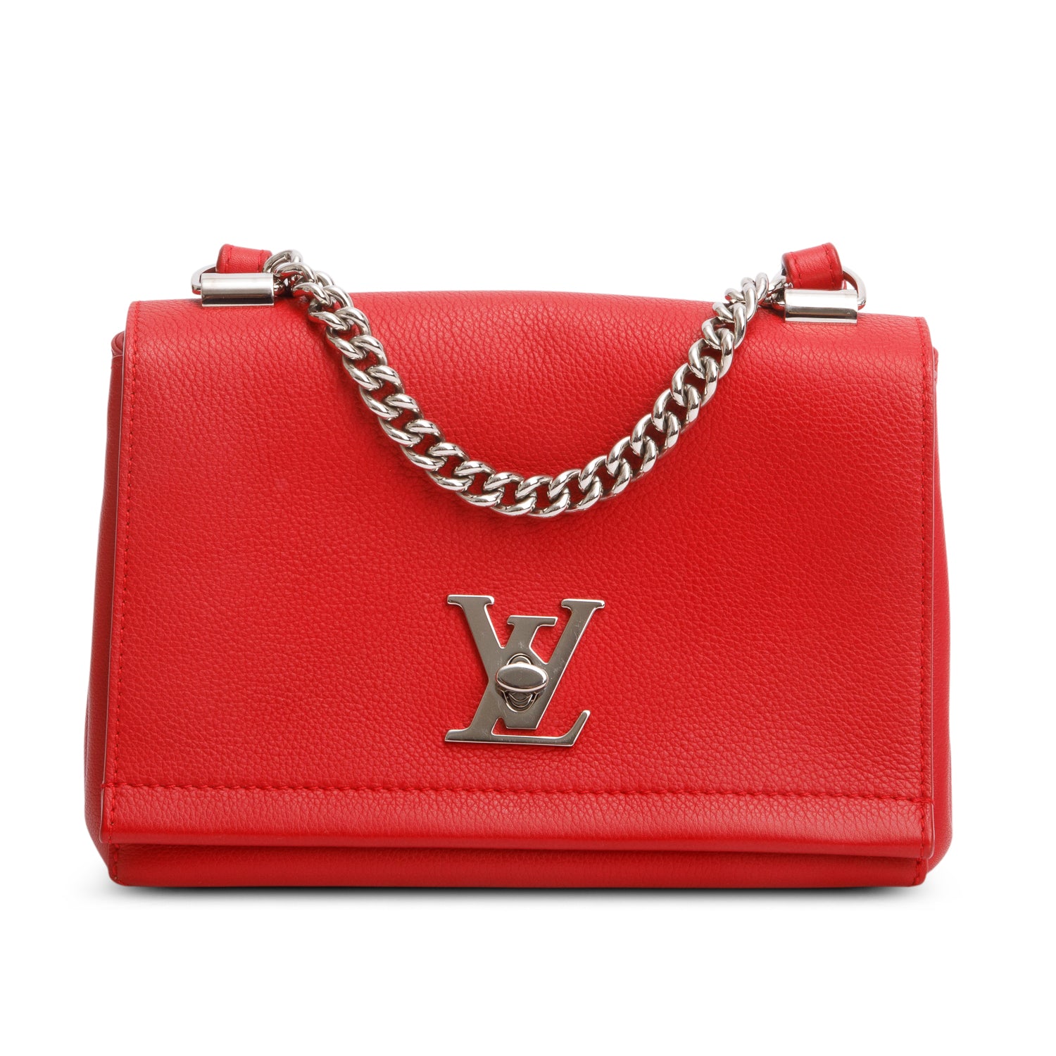 Louis Vuitton 2015 Red Calfskin Lock Me II Chain Bag BB w/ Box & Receipt