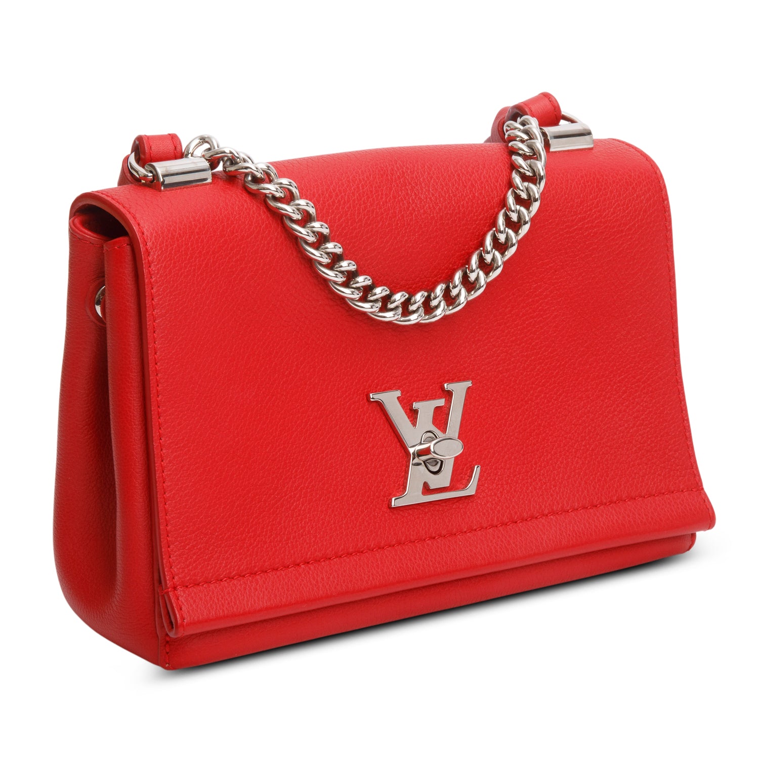 Louis Vuitton 2015 Red Calfskin Lock Me II Chain Bag BB w/ Box & Receipt
