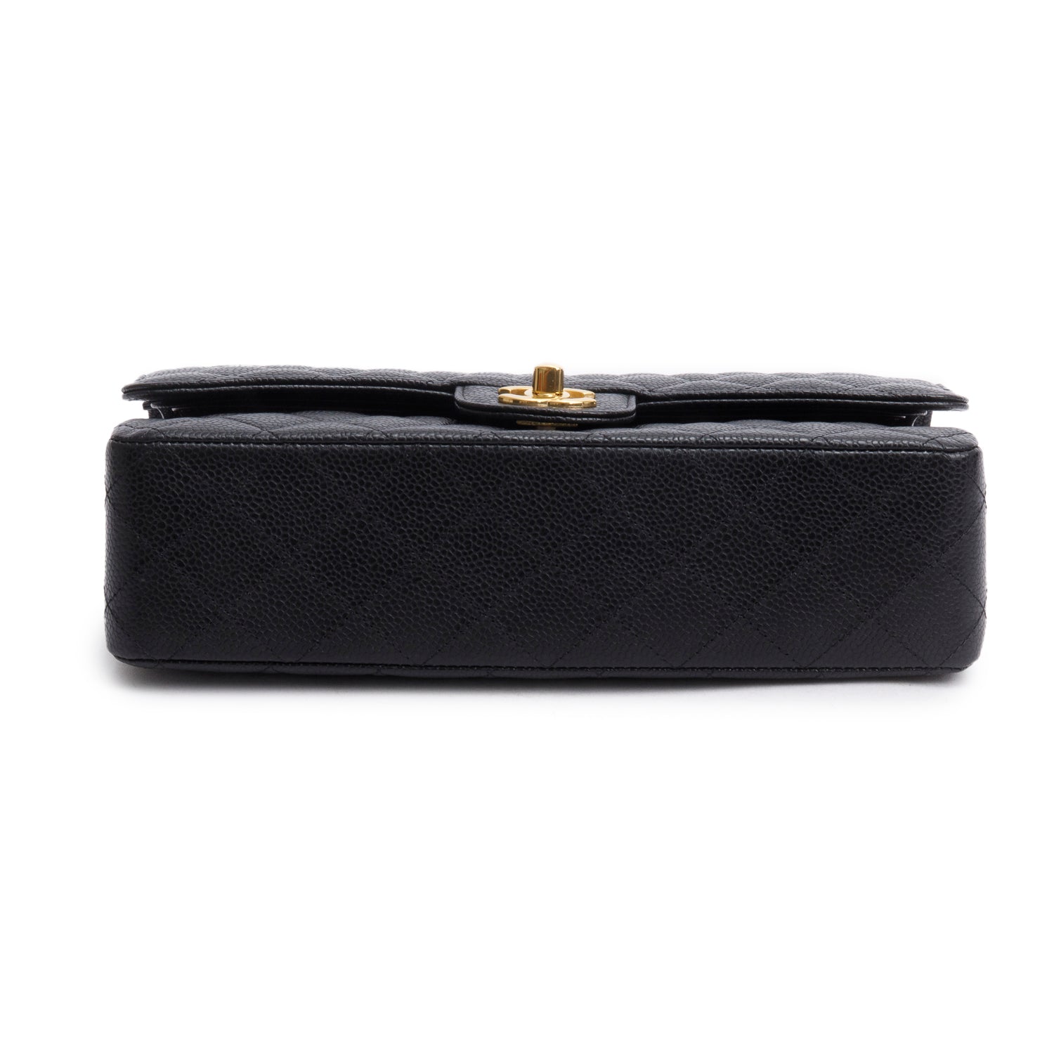 Chanel 2023 Black Quilted Caviar Leather Classic Medium Double Flap Bag w/ Box