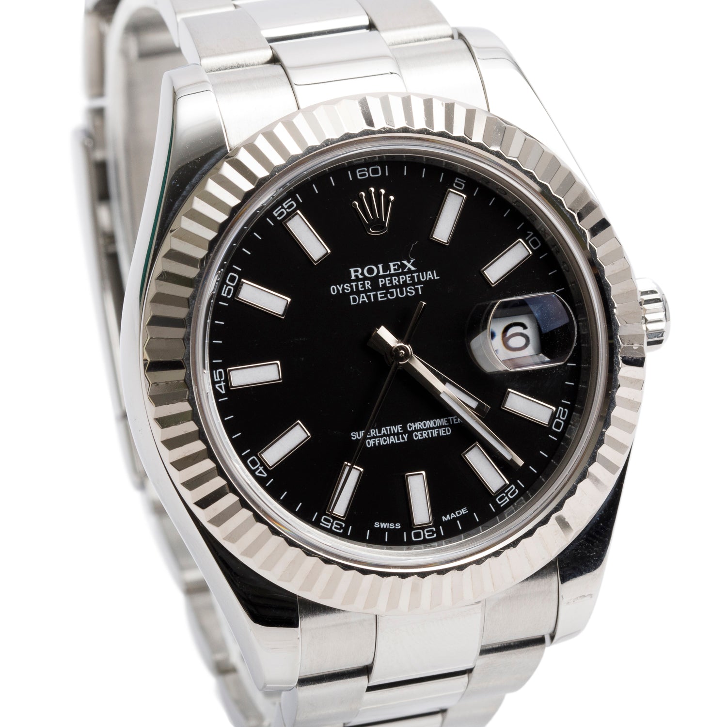 Rolex Stainless Steel Datejust II 41 MM Automatic Watch Black Dial 116334 w/ Box & Papers