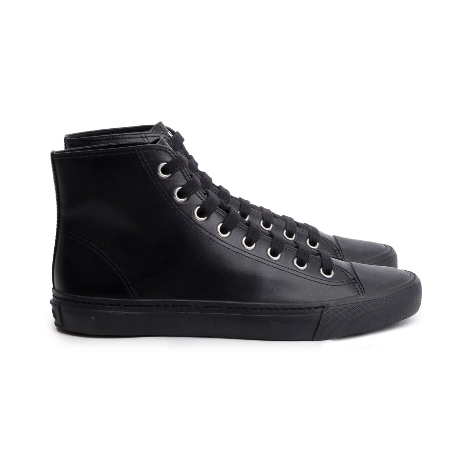 Prada Black Vitello Plume Logo High Top Sneakers, Men's Size 9 w/ Box