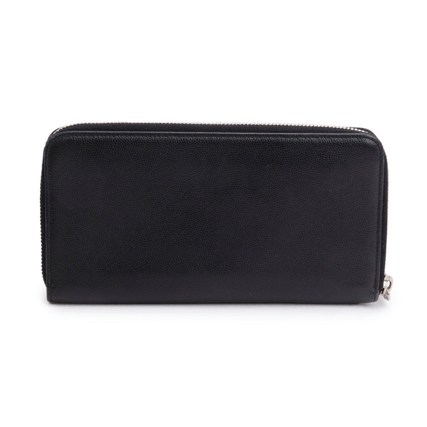 Chanel Black Caviar Sevruga Zip Around Wallet