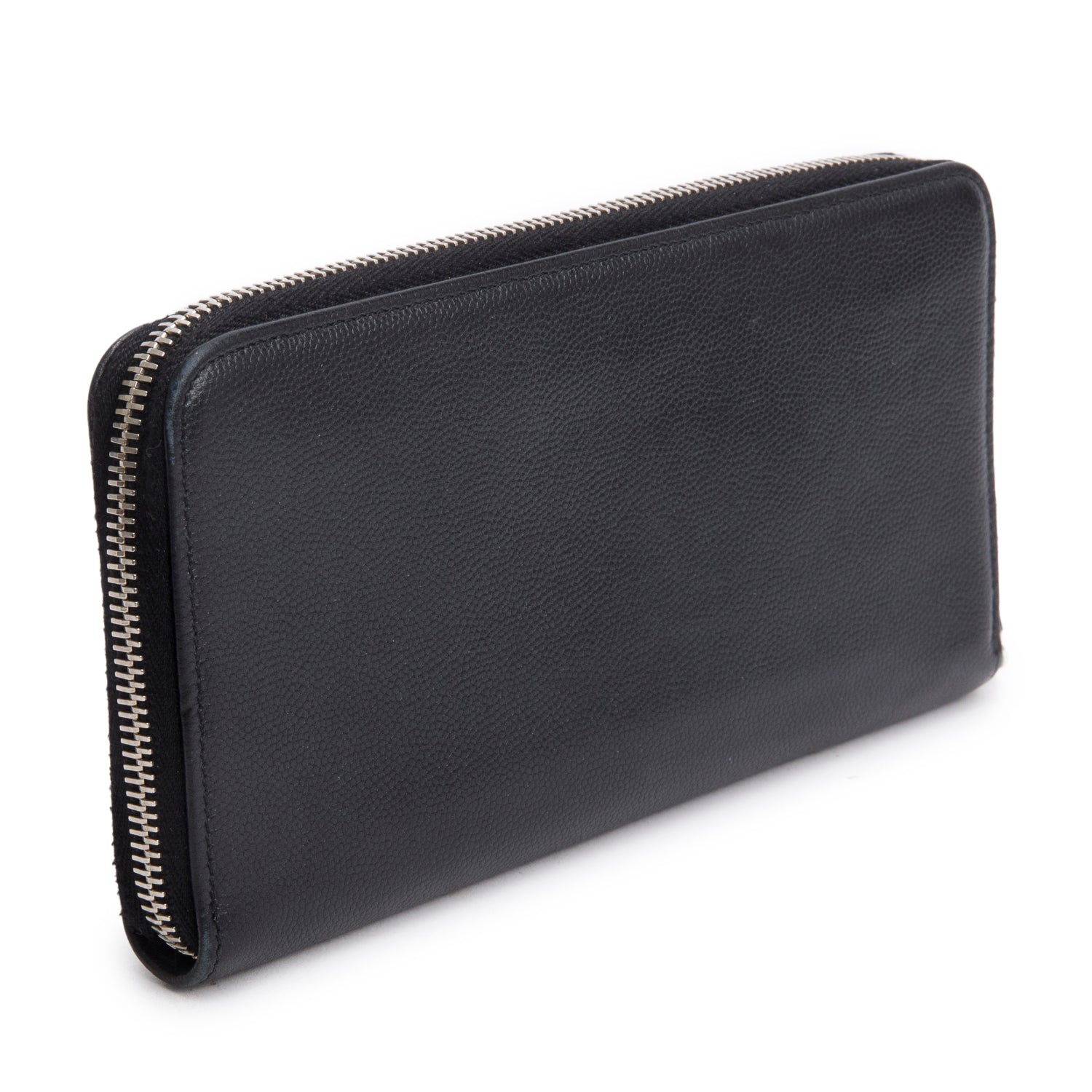 Chanel Black Caviar Sevruga Zip Around Wallet