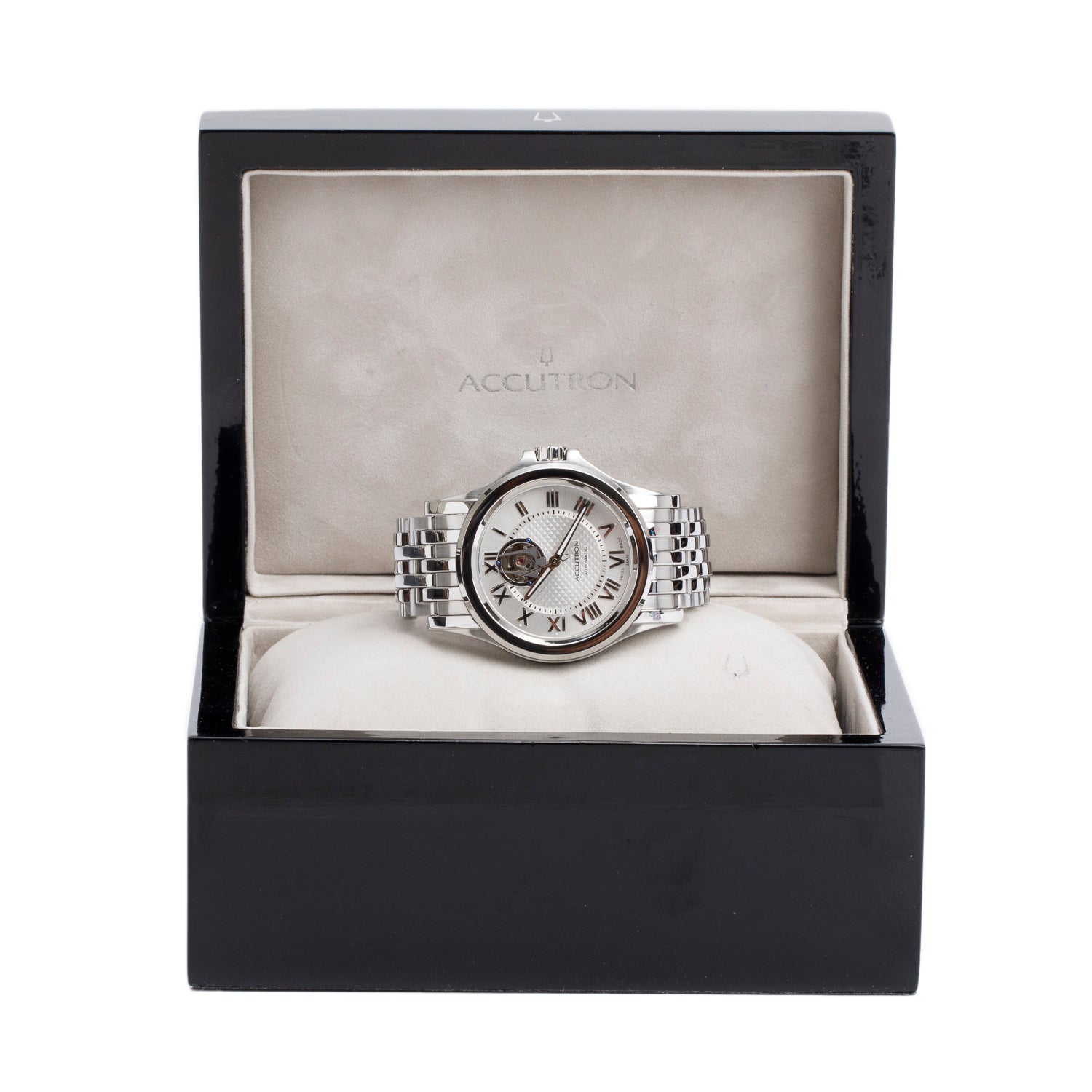 Bulova Stainless Steel Accutron 40 MM Automatic Watch Silver Dial w/ Box & Papers