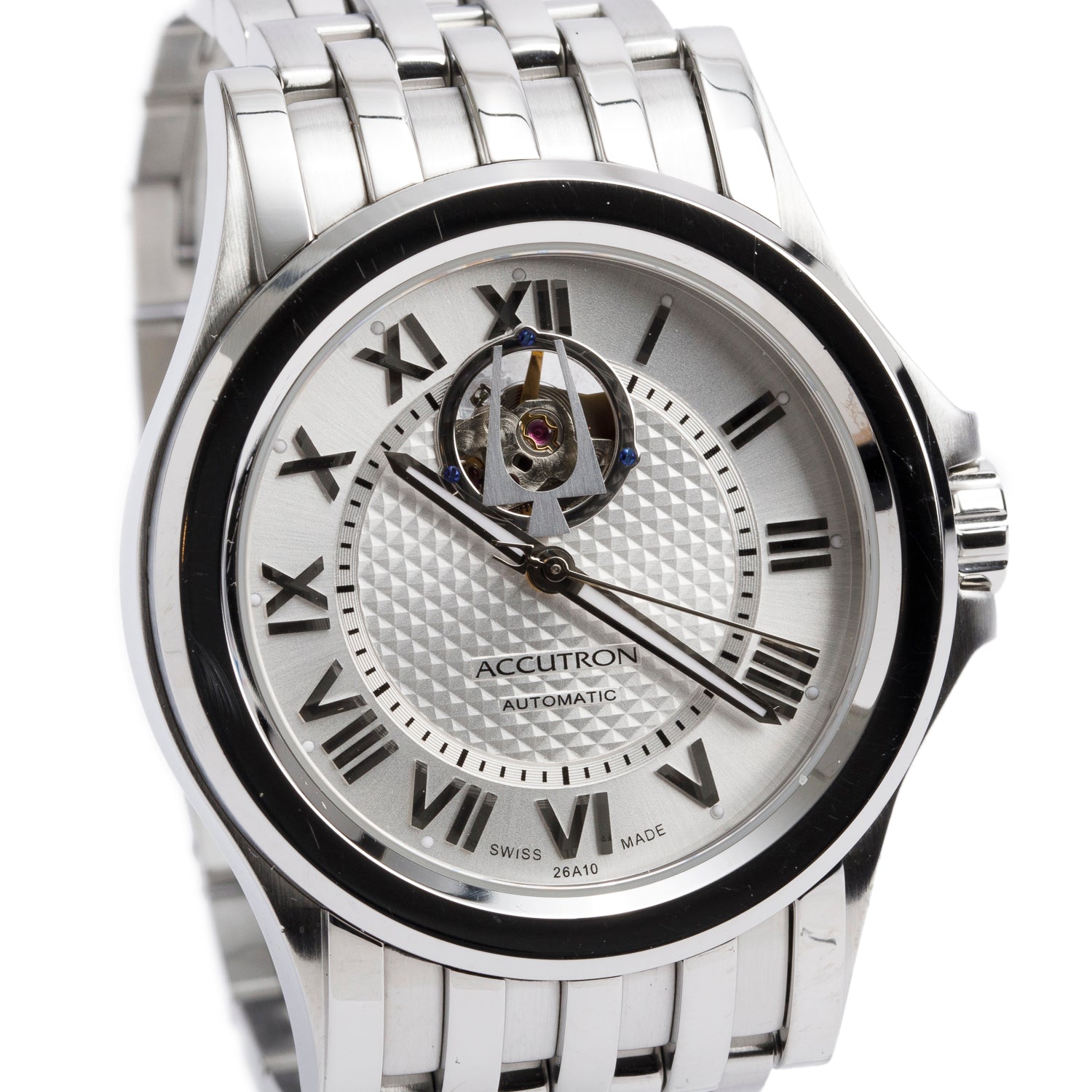 Bulova Stainless Steel Accutron 40 MM Automatic Watch Silver Dial w/ Box & Papers